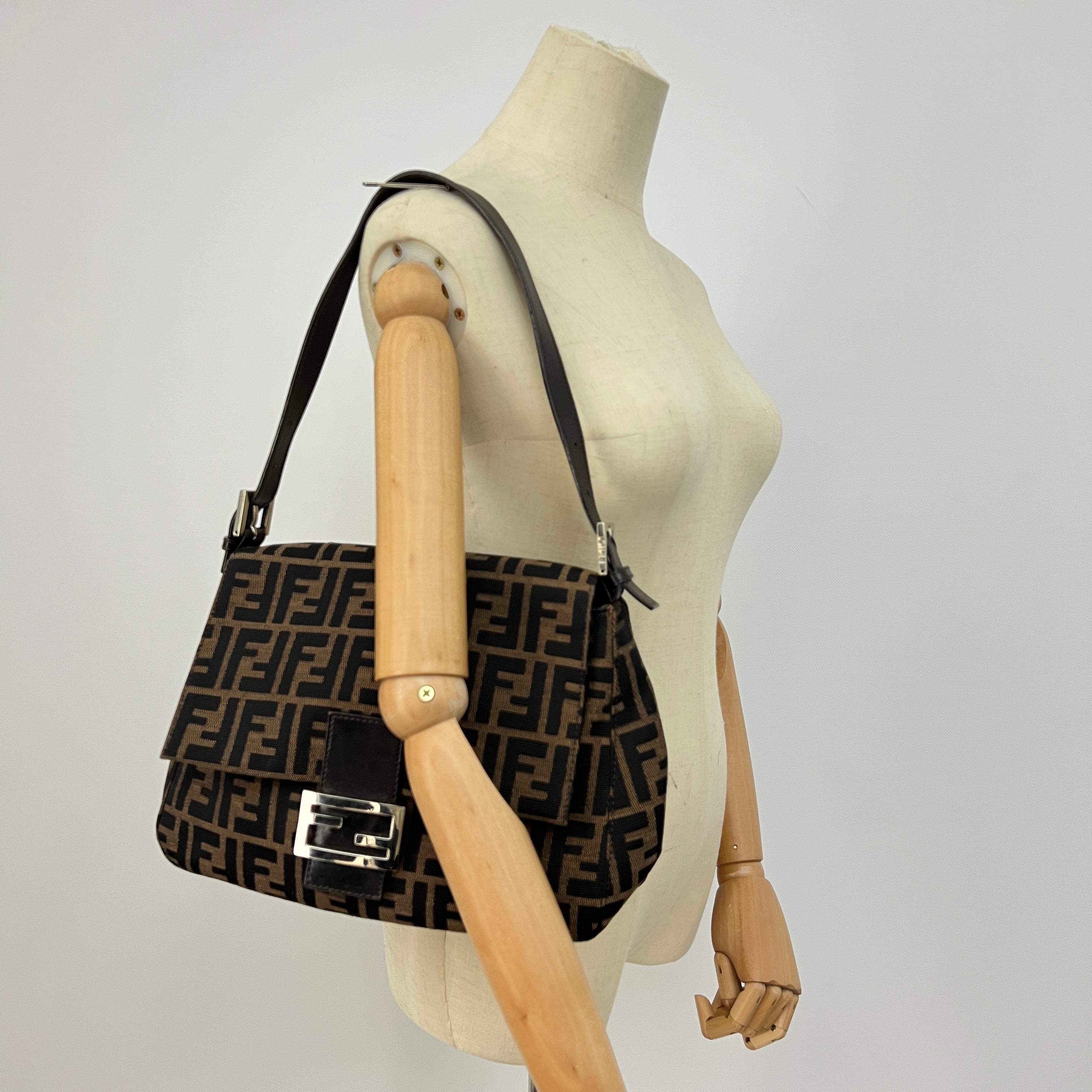 Sac FENDI Mamma toile et cuir marron