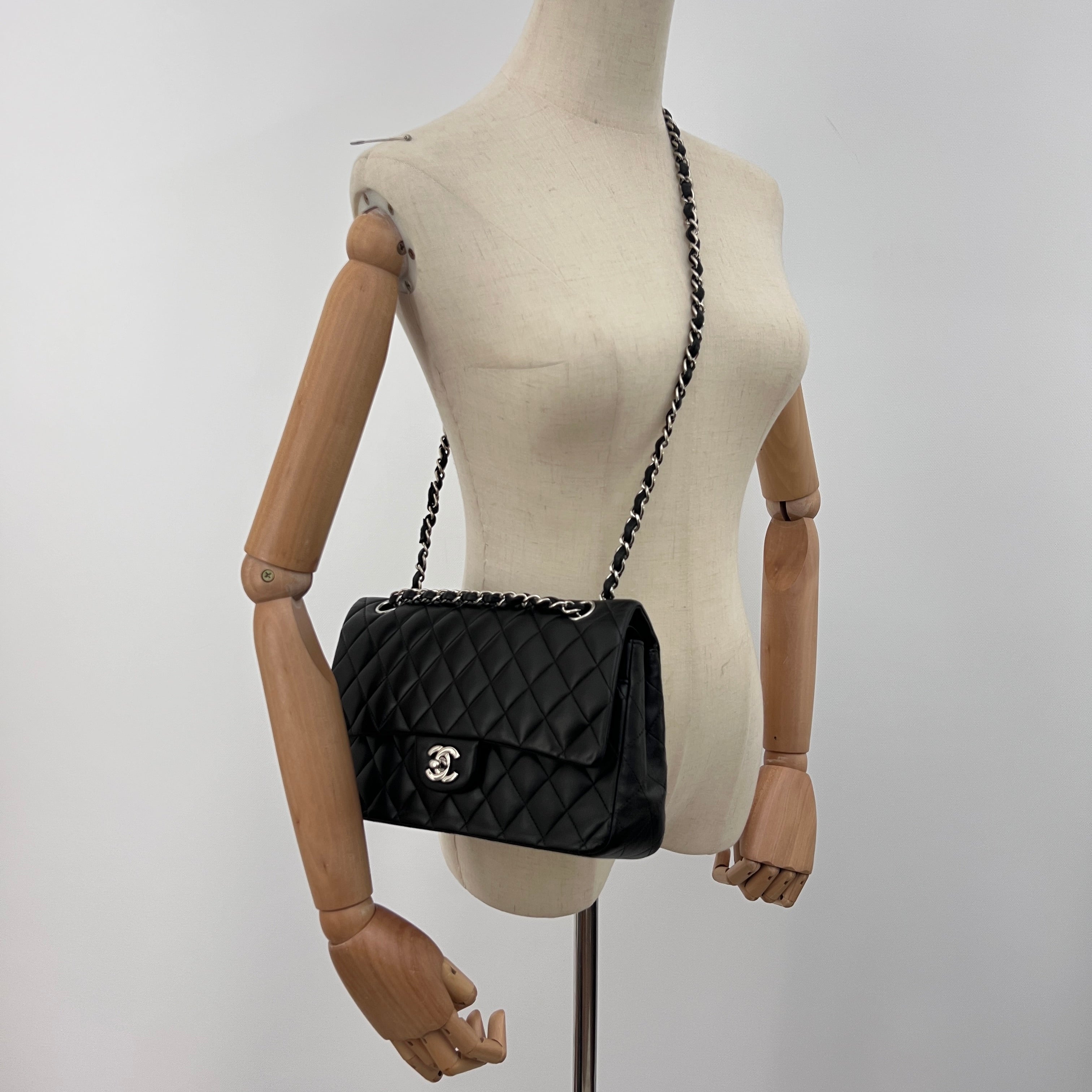 CHANEL Classic 11.12 Medium Shoulder Bag Black Lambskin 2009-2010