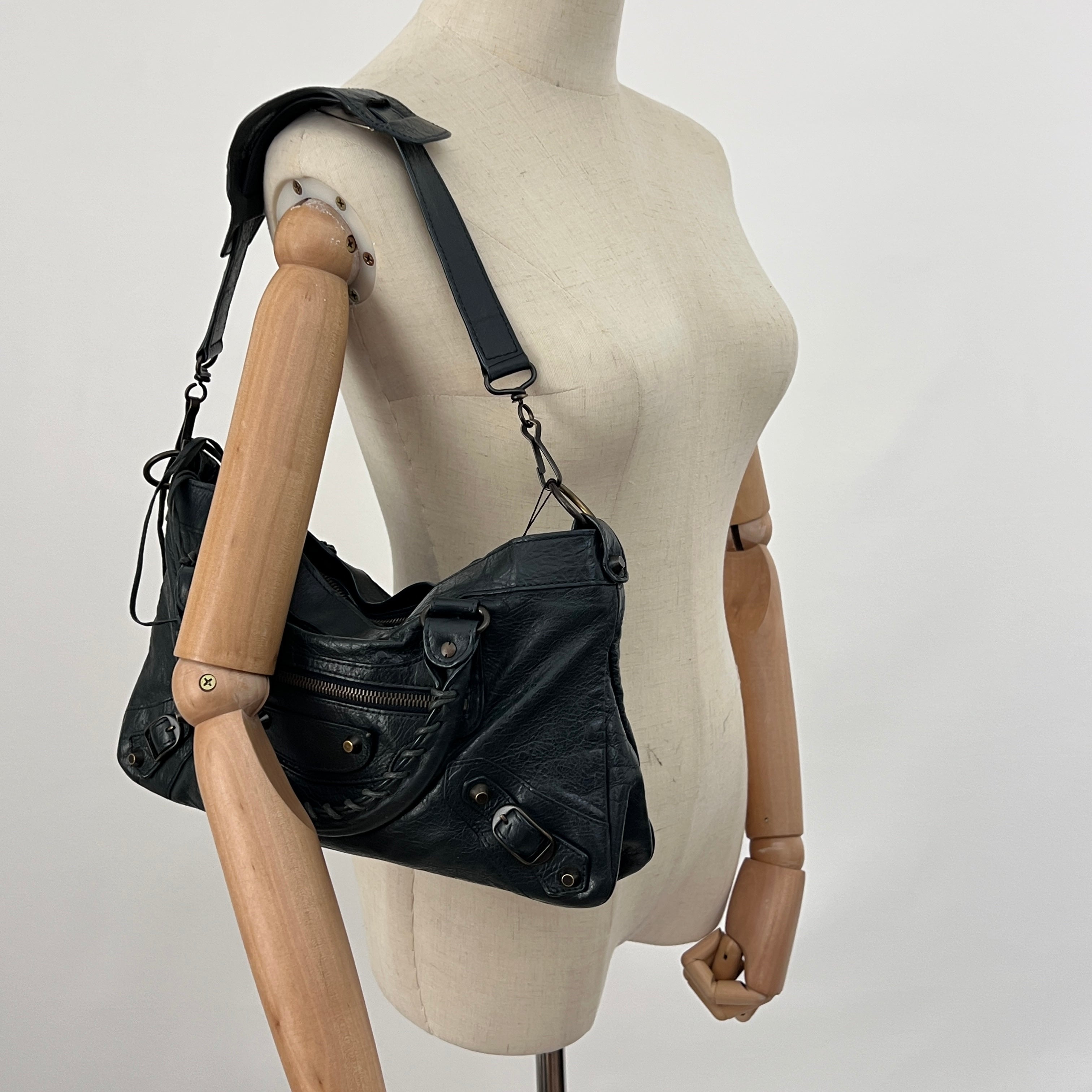 BALENCIAGA The First smooth black leather bag