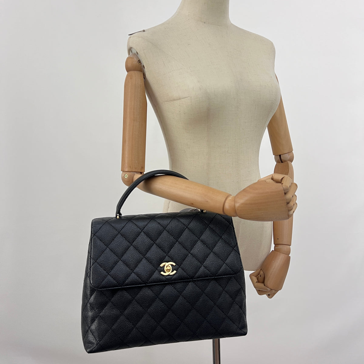 CHANEL Top Handle bag black caviar leather vintage 2003-2004