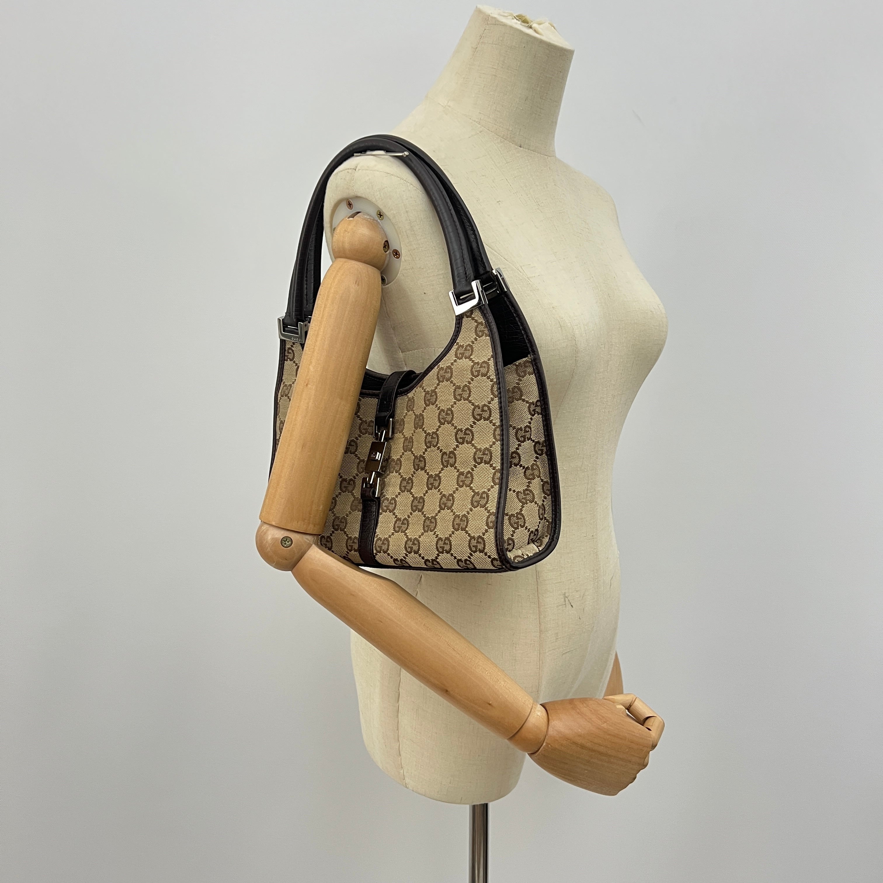 Sac GUCCI Jackie Small toile et cuir marron