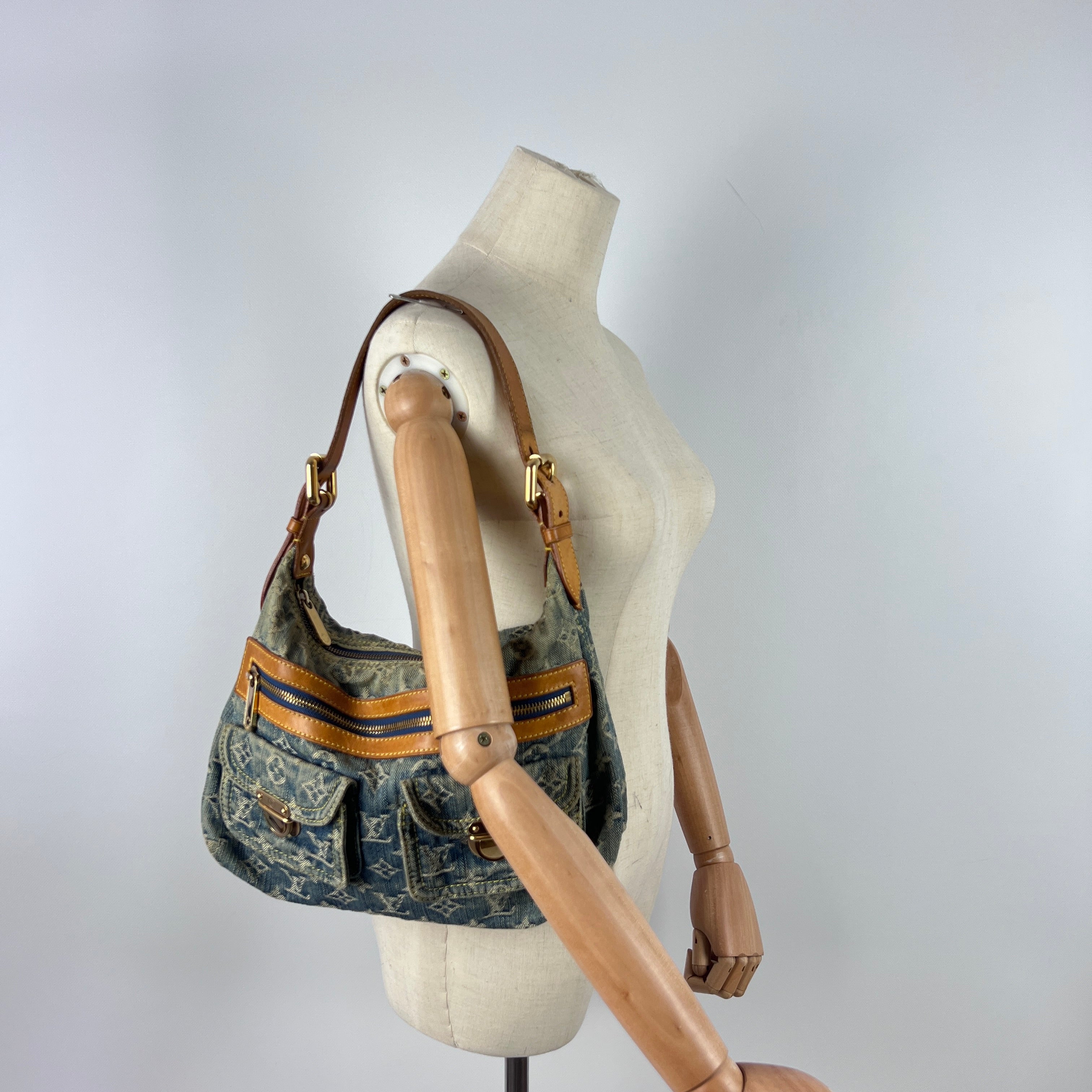 Sac à main LOUIS VUITTON Baggy denim bleu