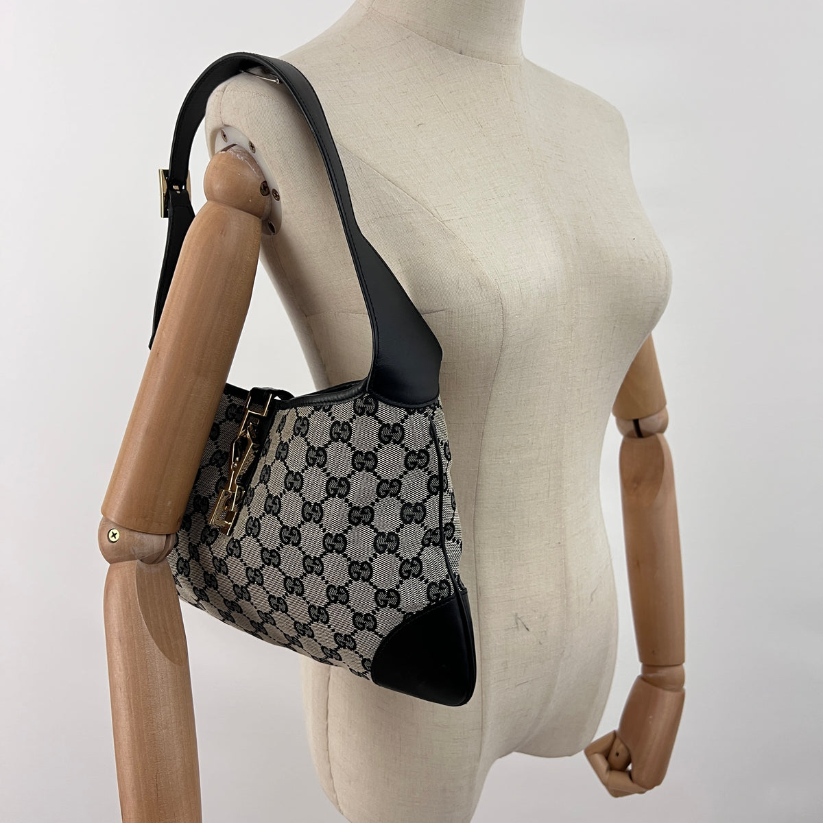 Sac GUCCI Jackie toile et cuir noir