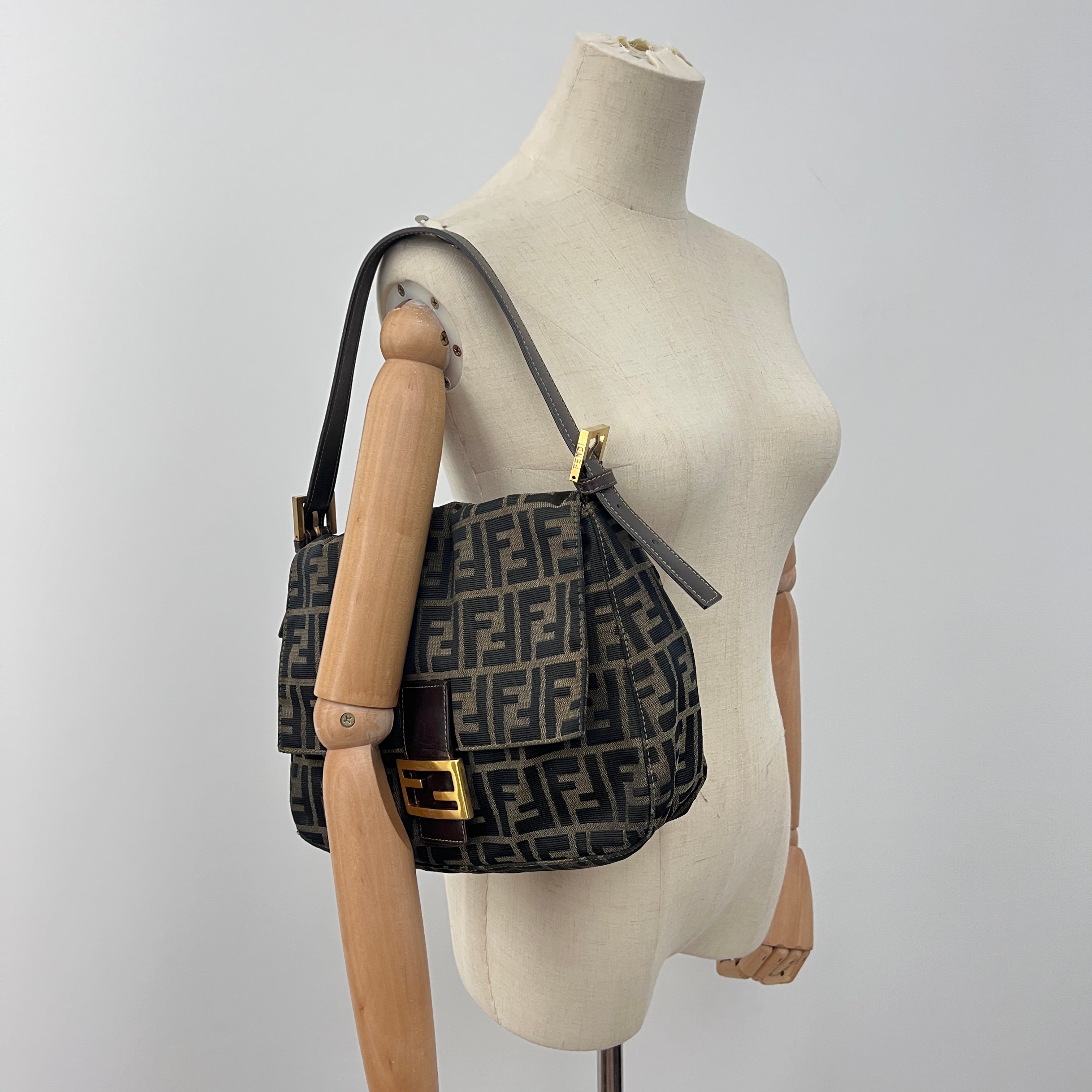 Sac FENDI Mamma toile et cuir marron
