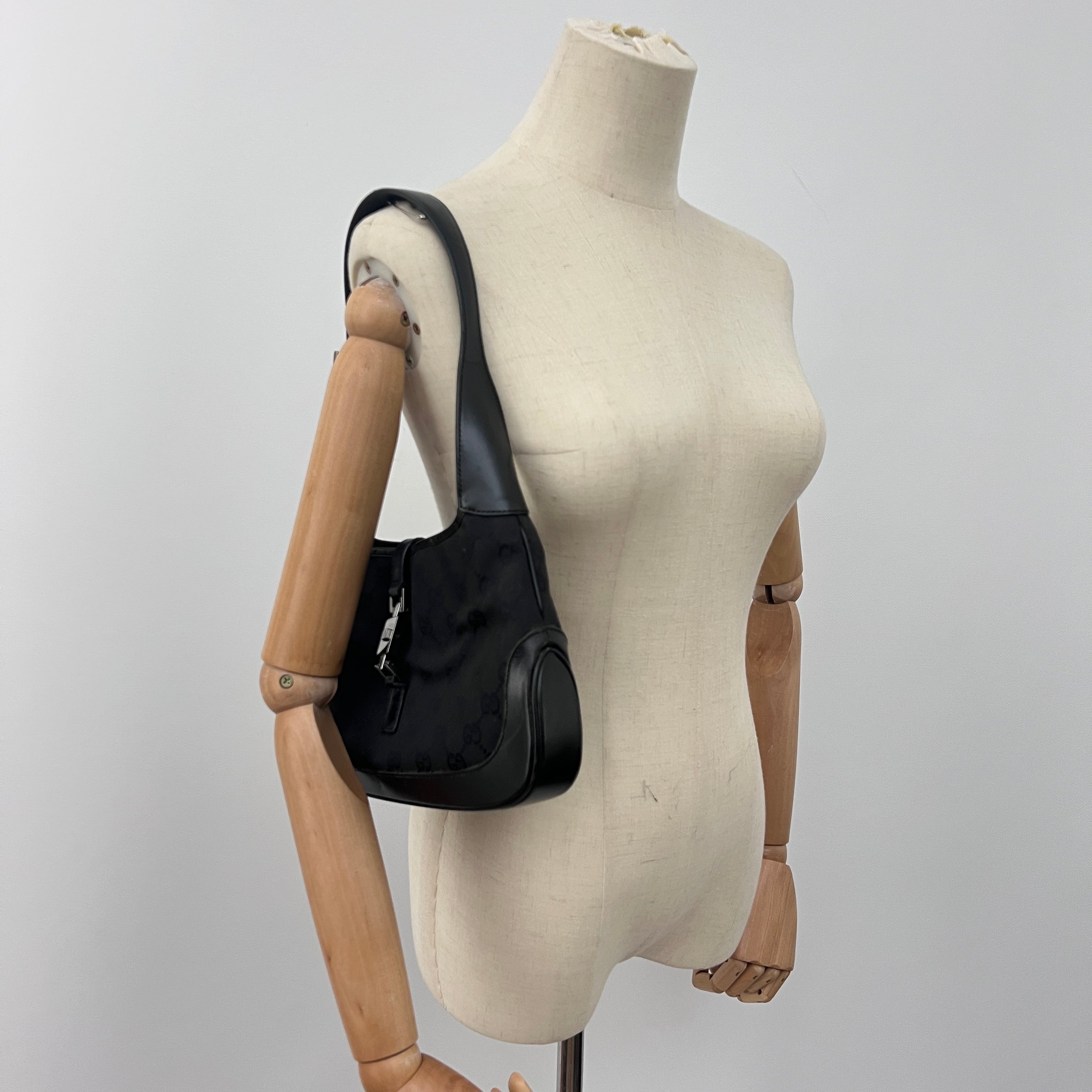 Sac GUCCI Jackie Small toile et cuir noir
