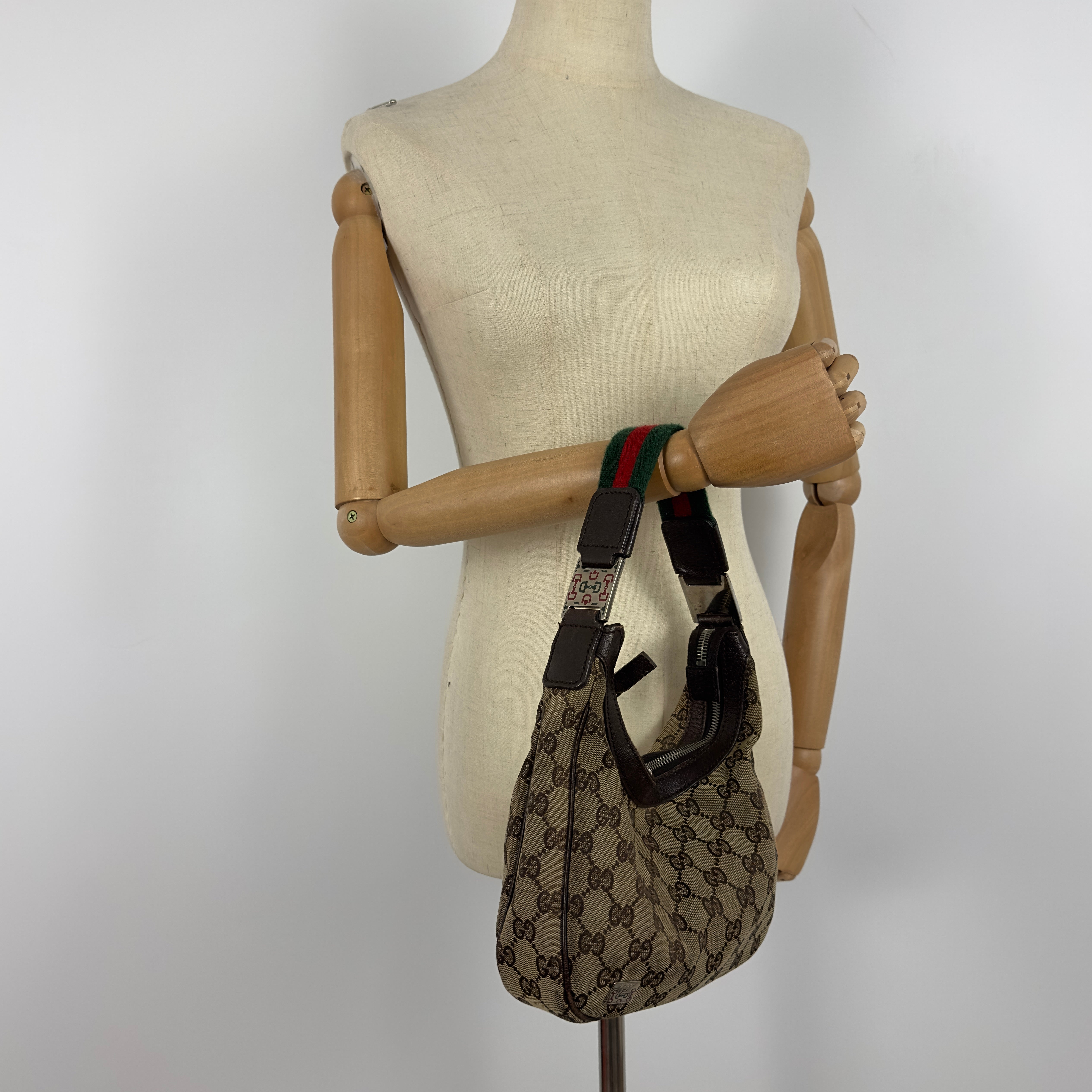 Sac à main GUCCI Hobo toile et cuir marron