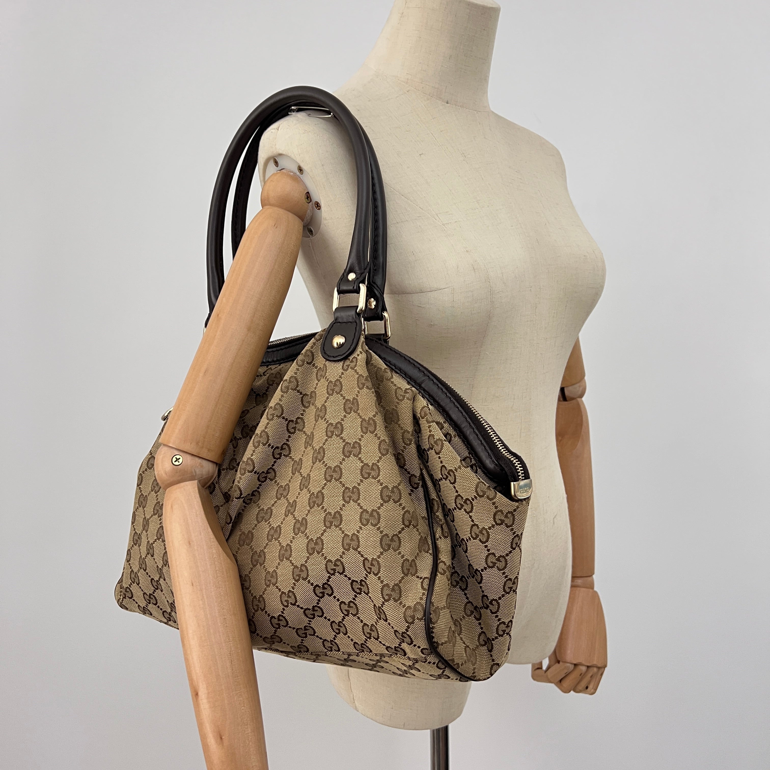 Sac GUCCI Sukey toile et cuir marron
