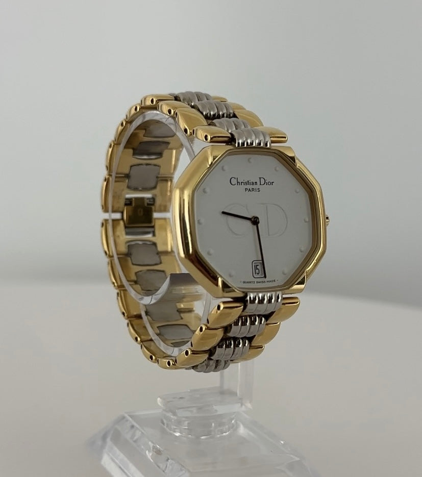 Montre DIOR Octagon plaqué or bicolore