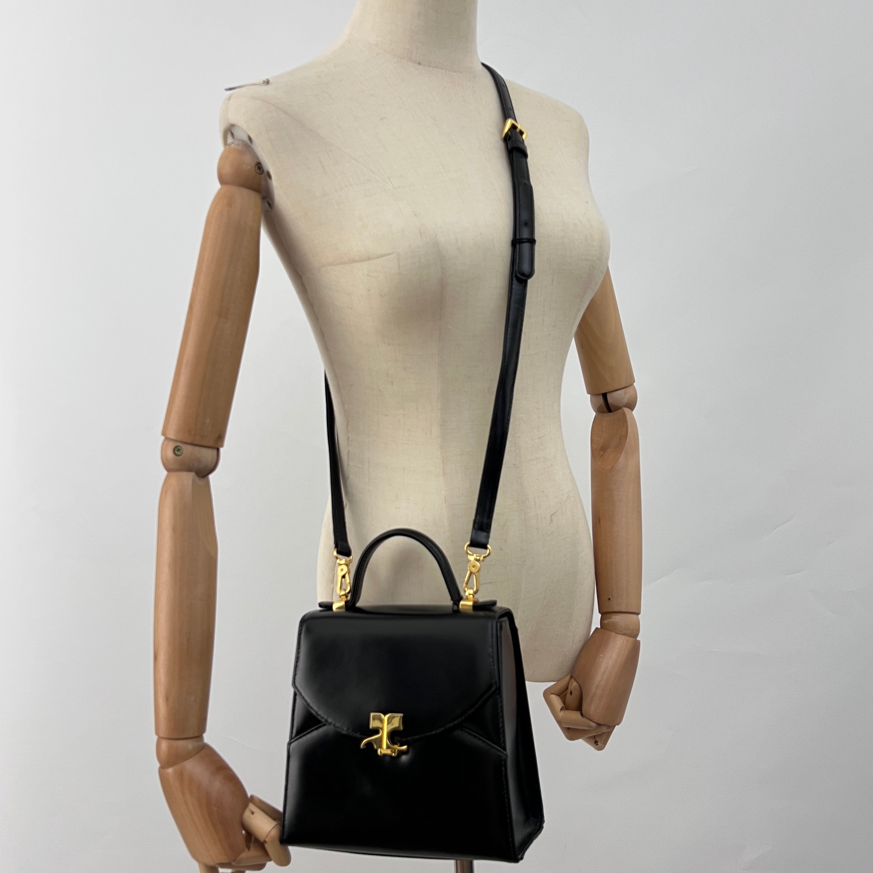 Sac COURRÈGES 2 Way  cuir grainé noir