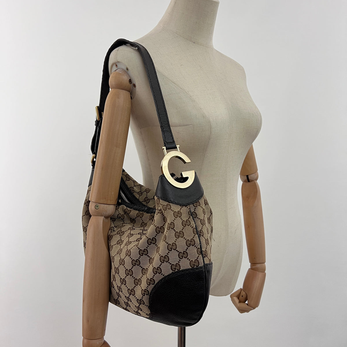 Sac GUCCI Charlotte toile et cuir marron