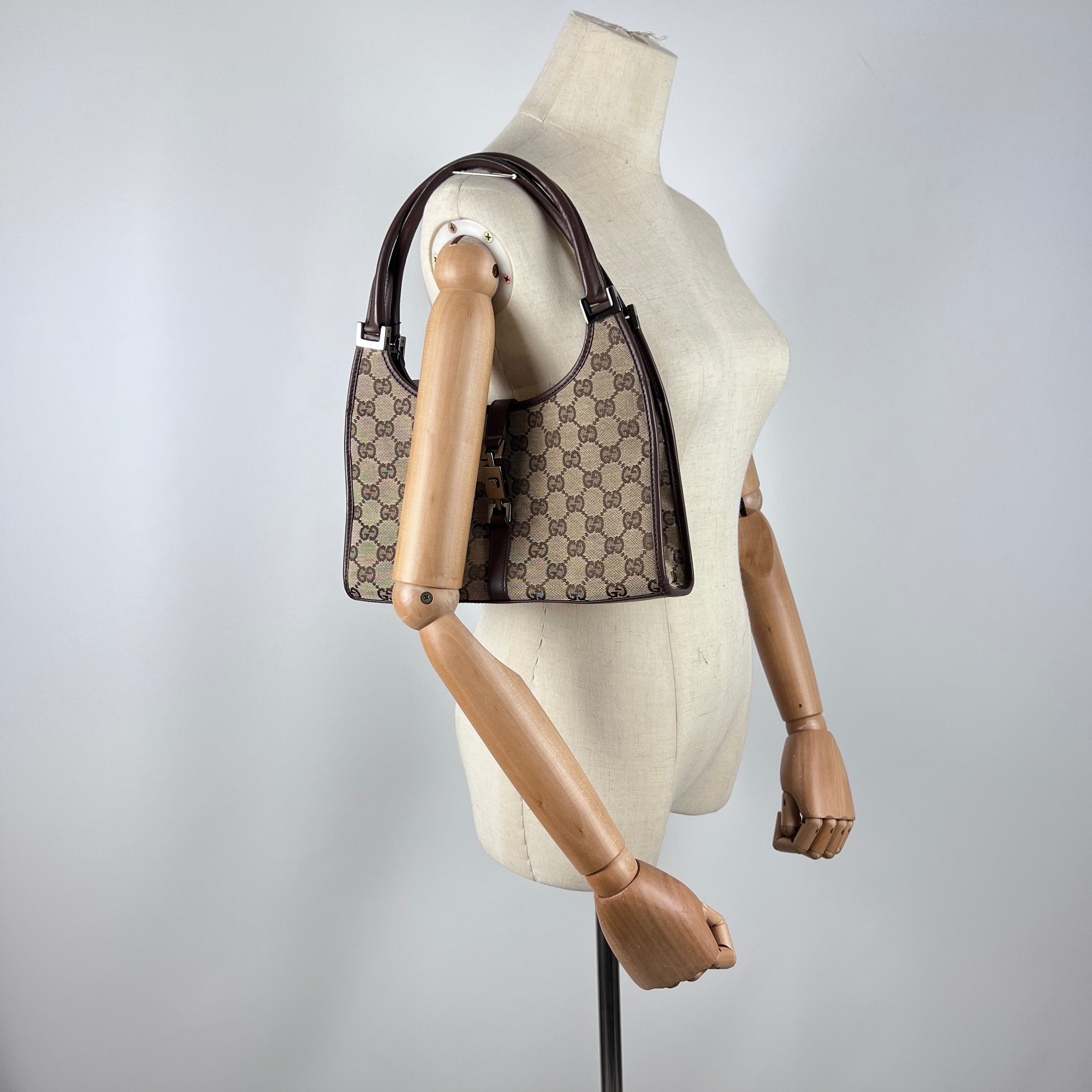Sac à main GUCCI Jackie toile et cuir marron