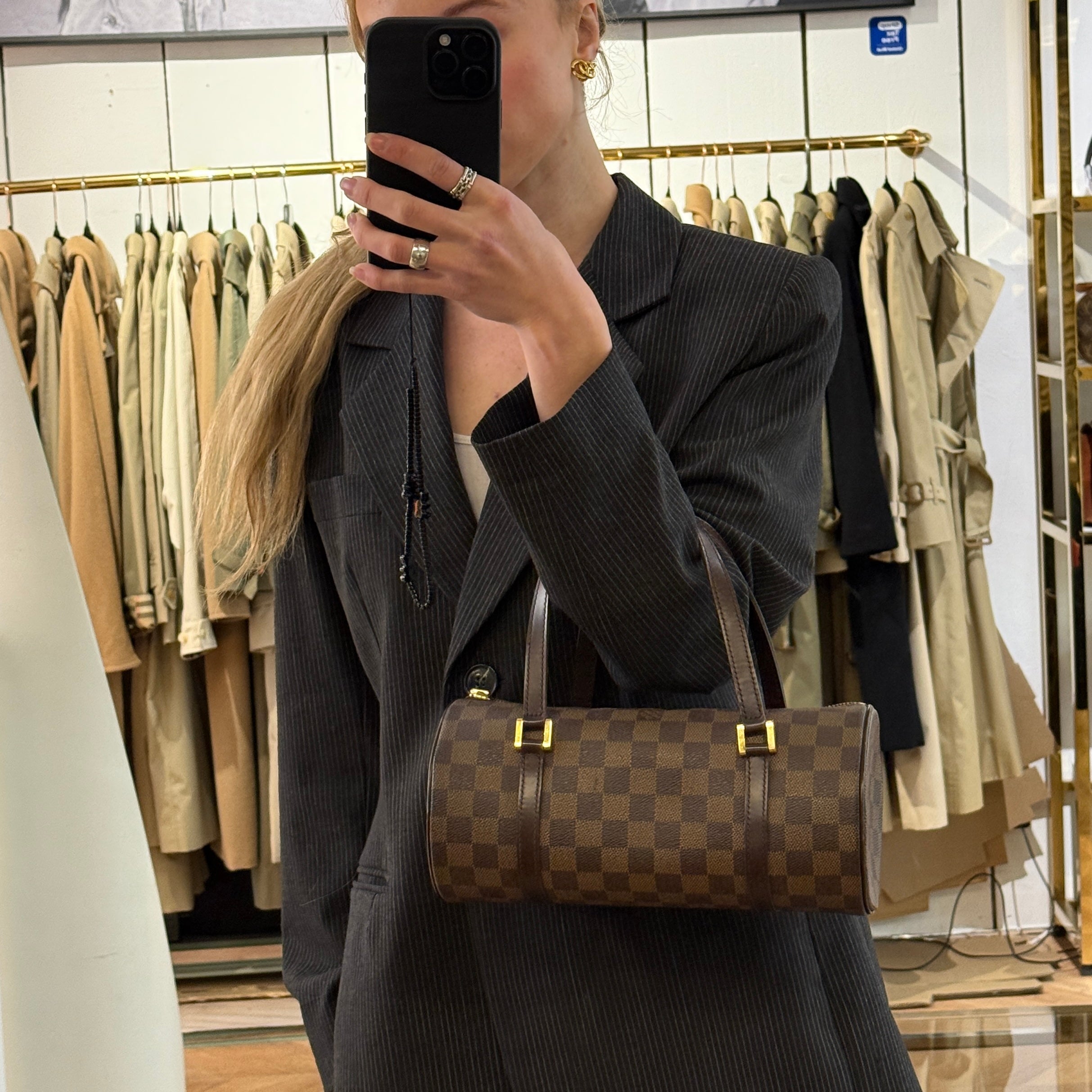 Sac à main LOUIS VUITTON Papillon toile et cuir marron