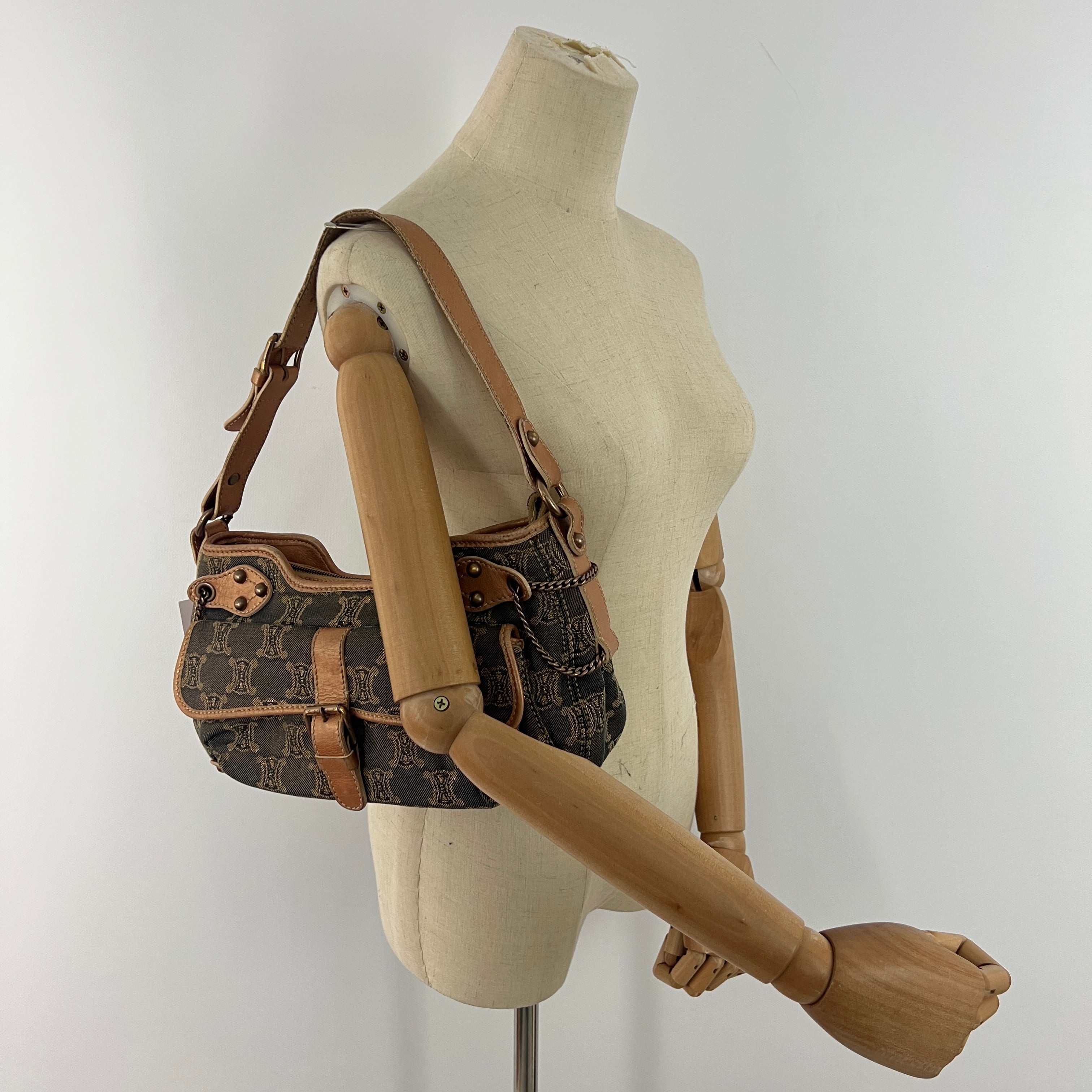 Sac à main CELINE Macadam PM denim cuivré