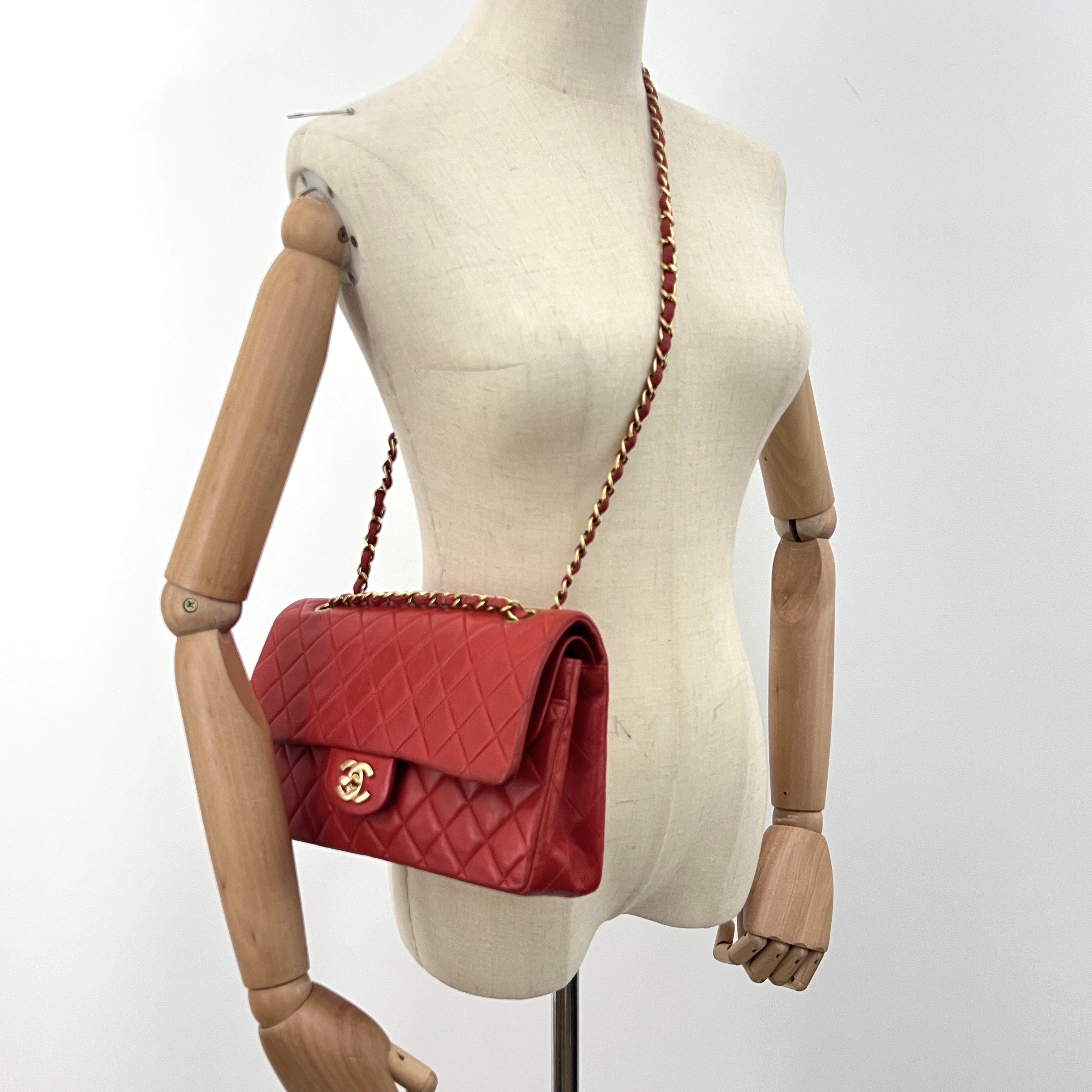 CHANEL Classic 11.12 Medium shoulder bag red lambskin 2000-2002
