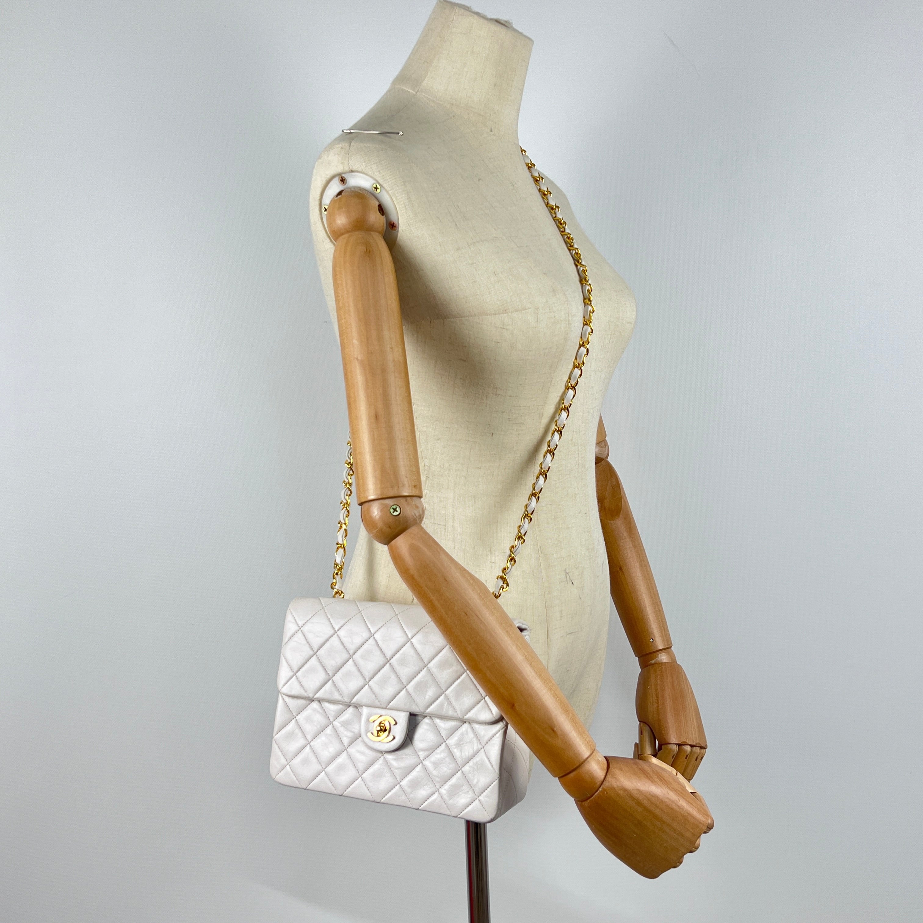 Sac à main CHANEL Timeless Classique Small cuir blanc