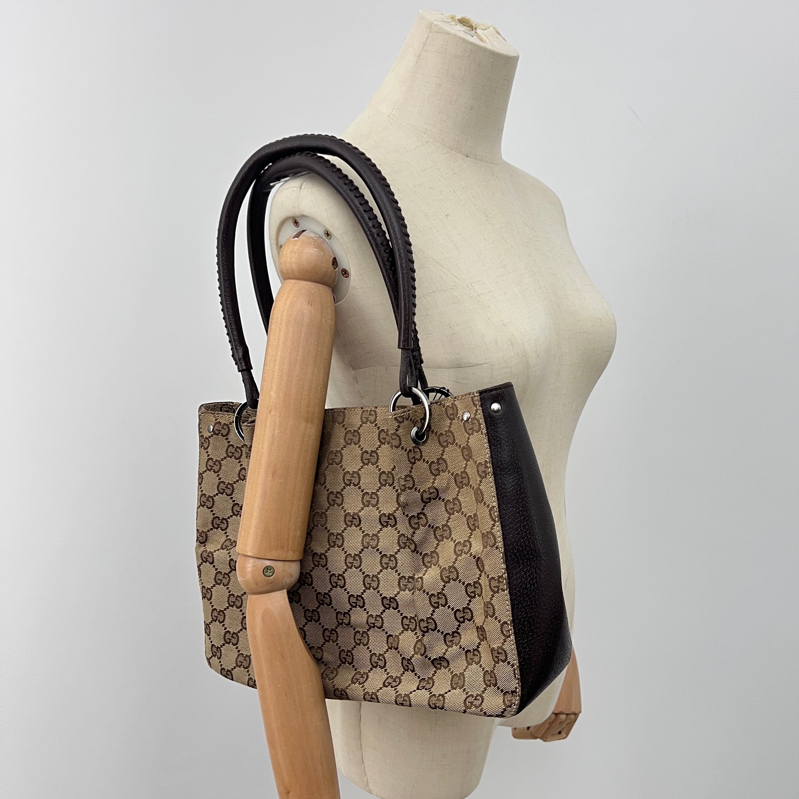 Sac GUCCI Hobo toile et cuir marron