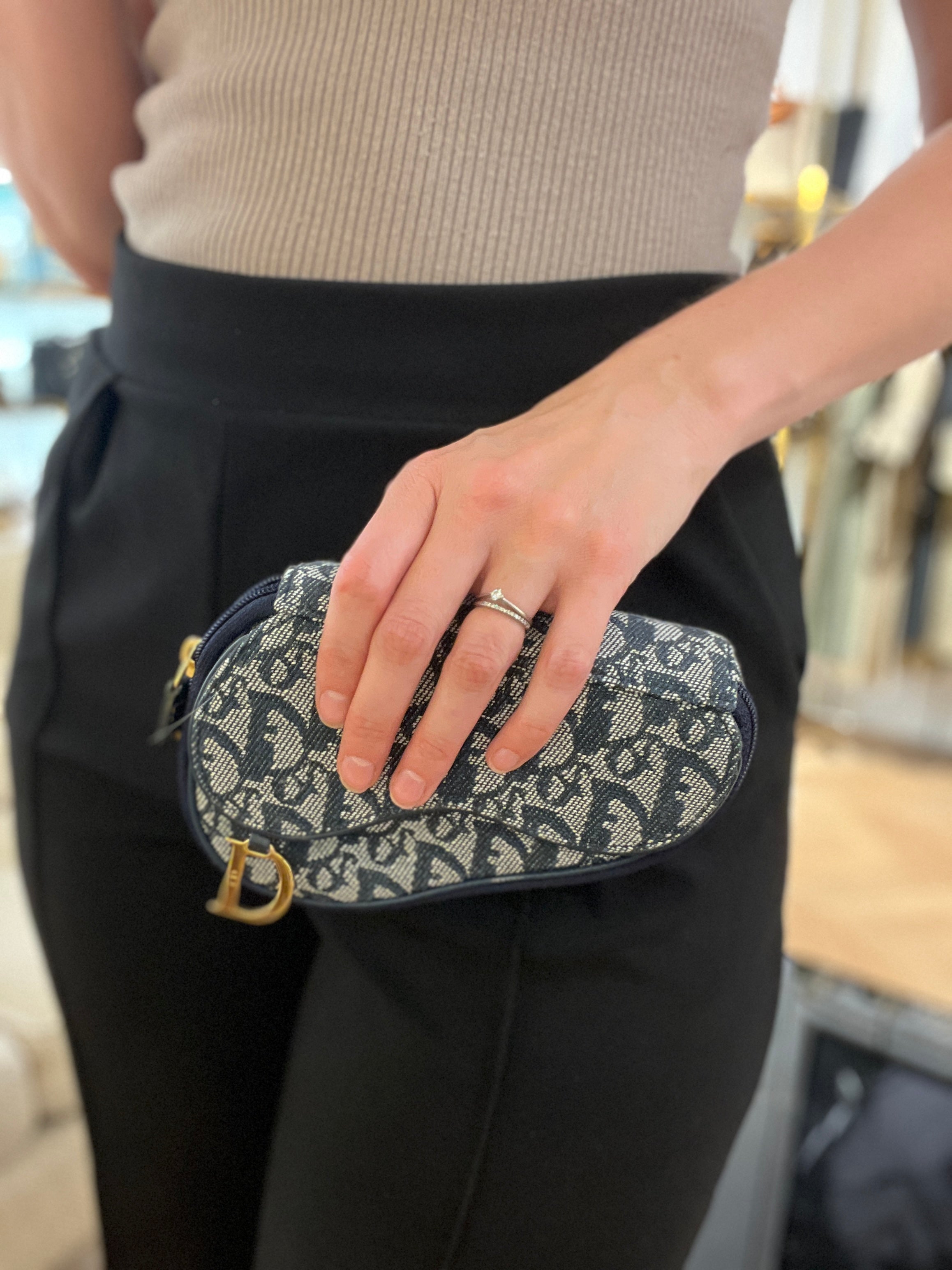 Pochette DIOR Saddle toile navy