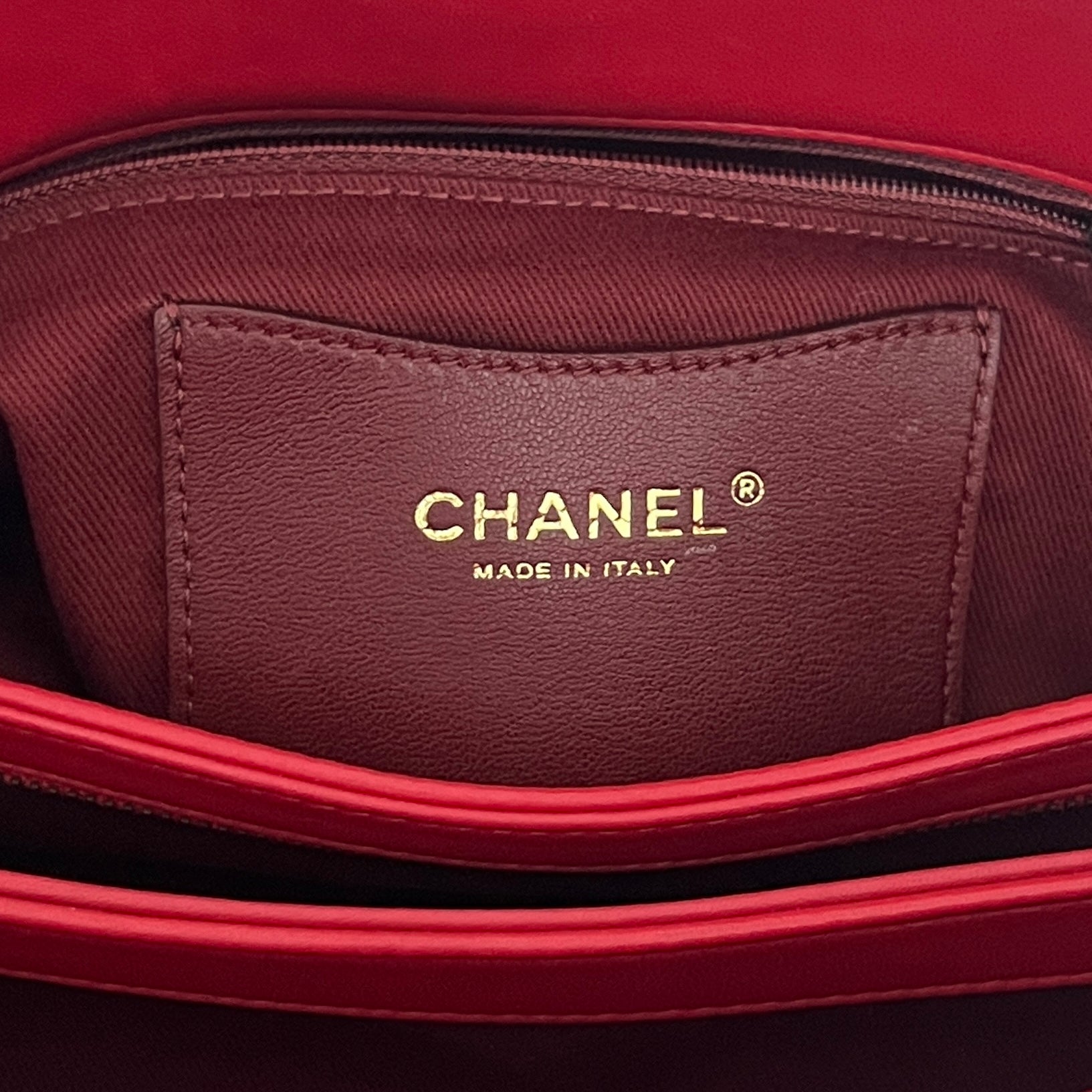 CHANEL Mademoiselle Bowling Bag in Red Lambskin
