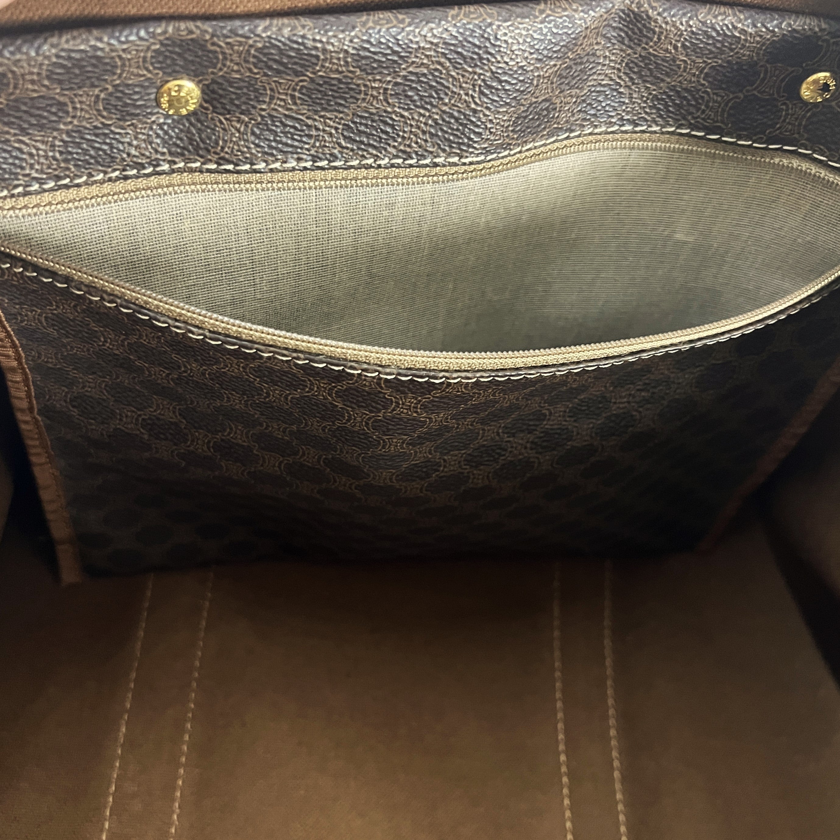Sac à main CELINE Boston toile et cuir marron
