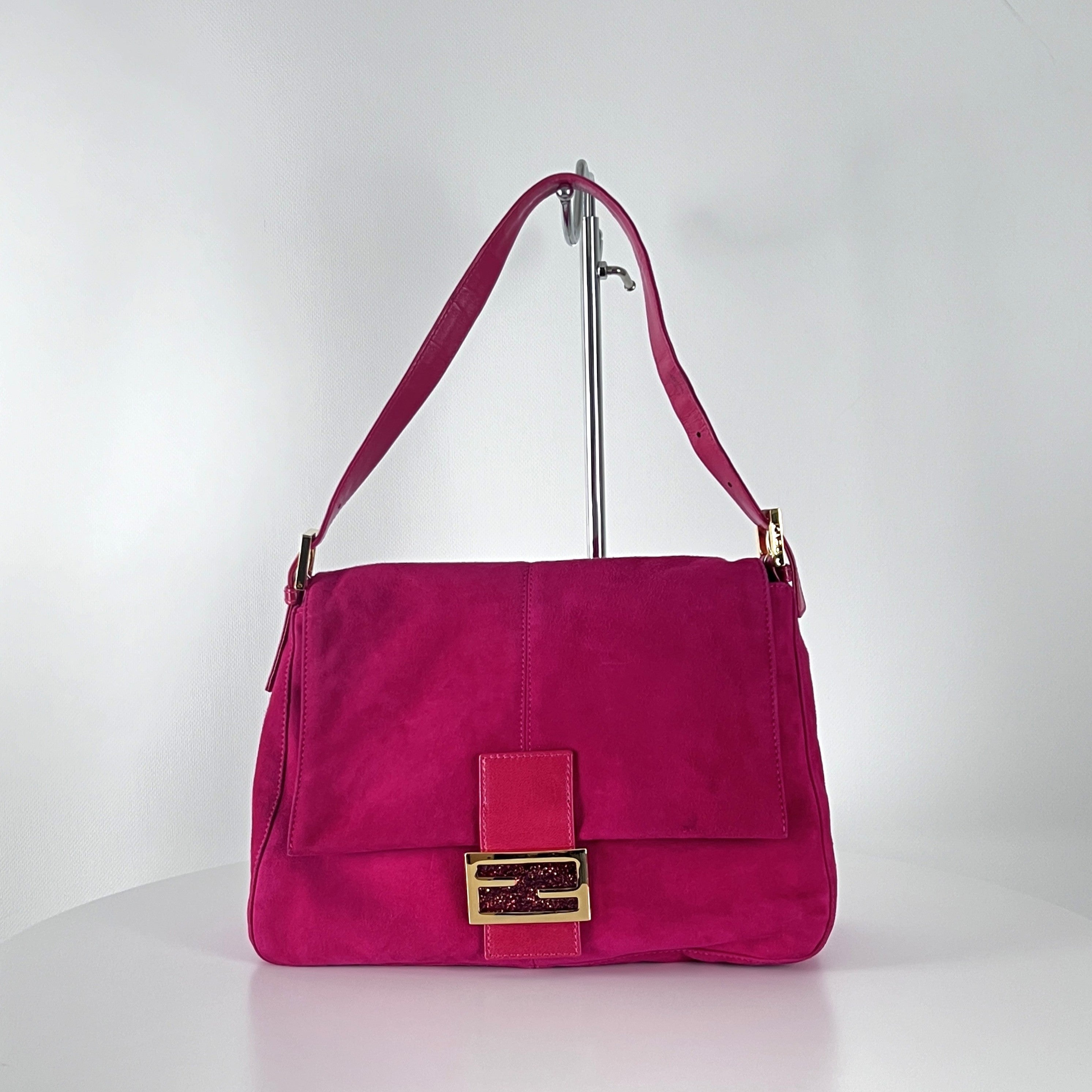 FENDI Mamma pink suede handbag