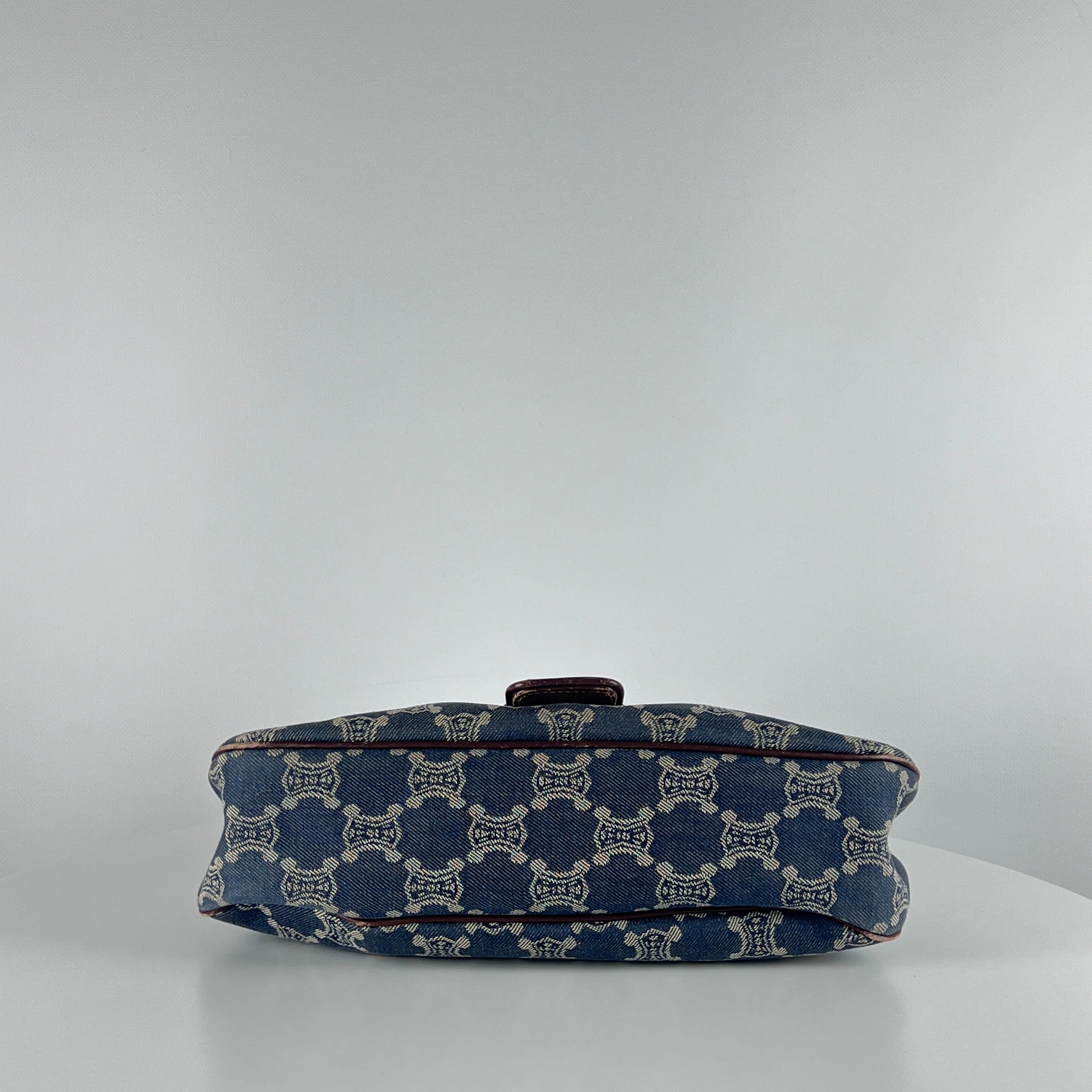 Sac à main CELINE Triomphe denim et cuir bleu