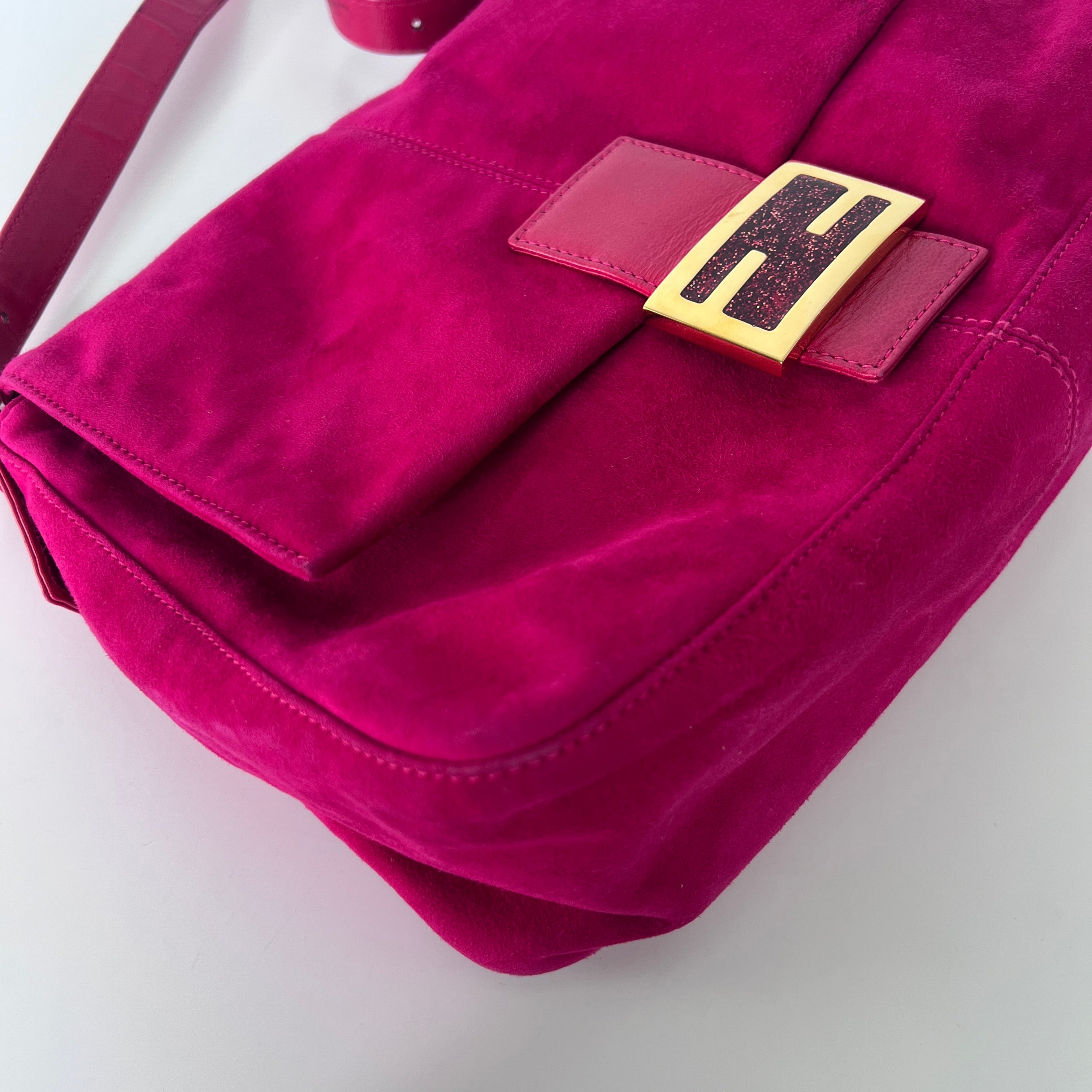 FENDI Mamma pink suede handbag