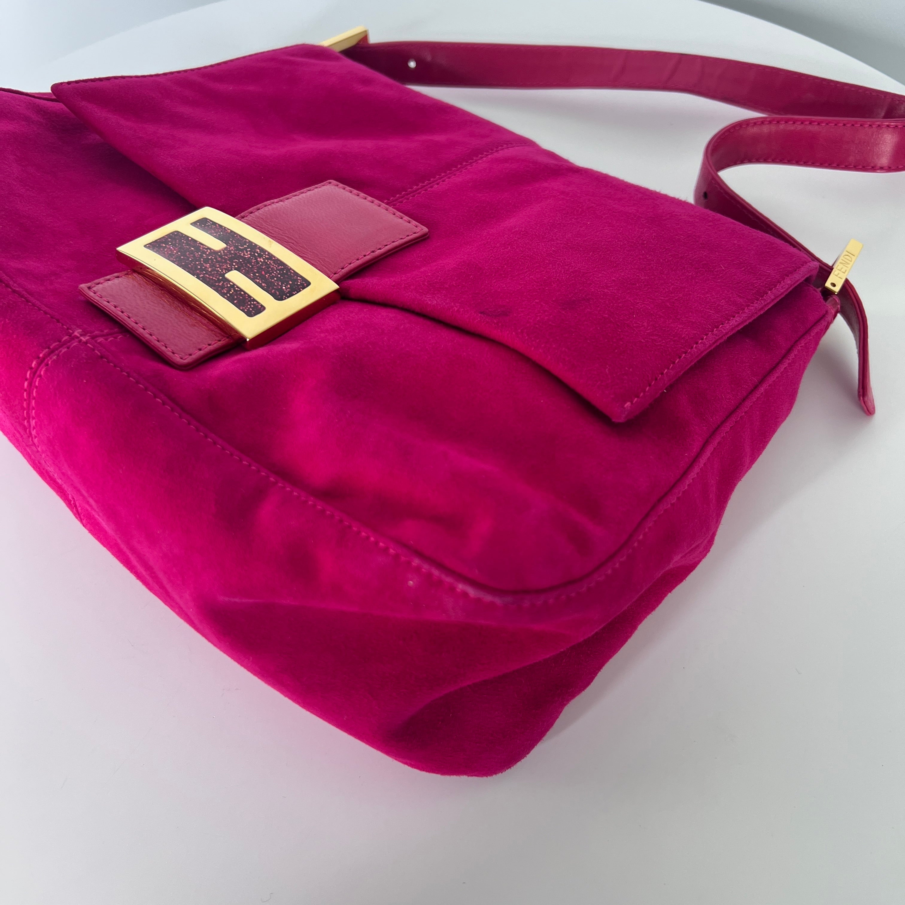 FENDI Mamma pink suede handbag