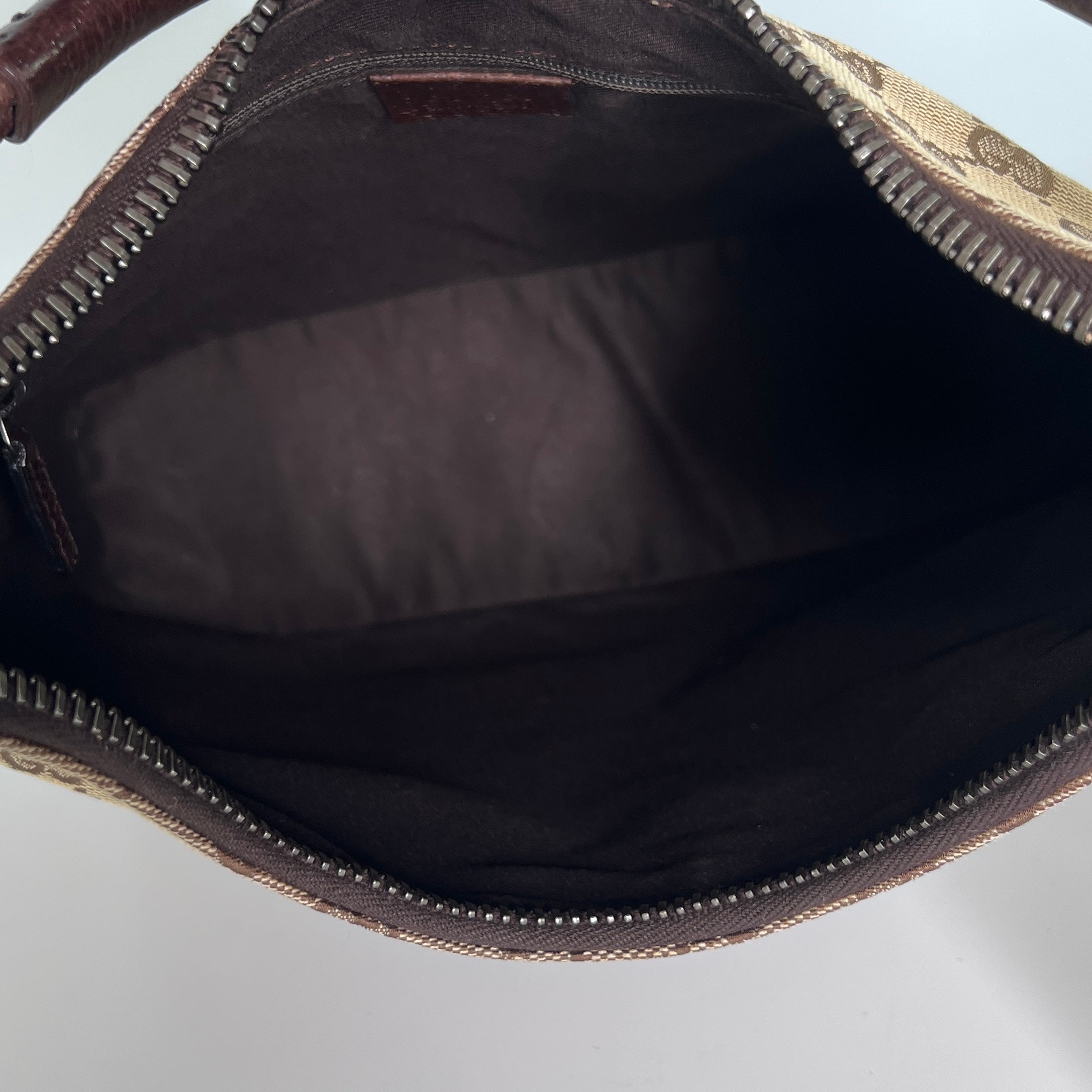 Sac à main GUCCI Hobo Bamboo toile et cuir marron