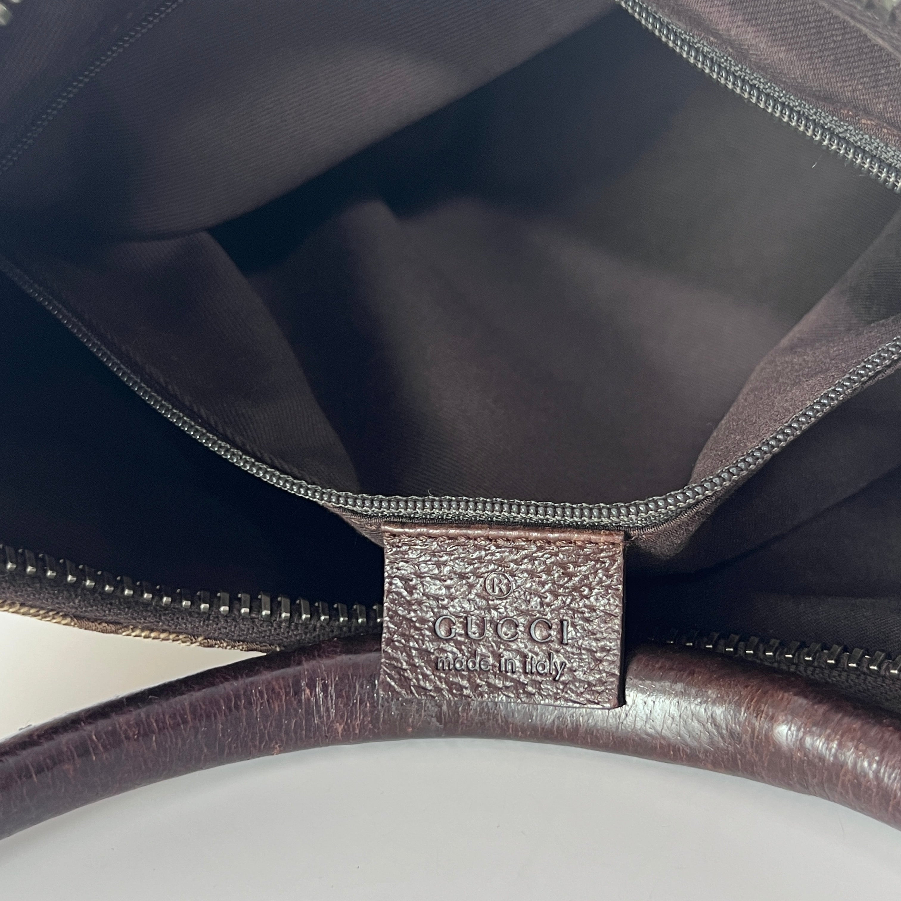 Sac à main GUCCI Hobo Bamboo toile et cuir marron