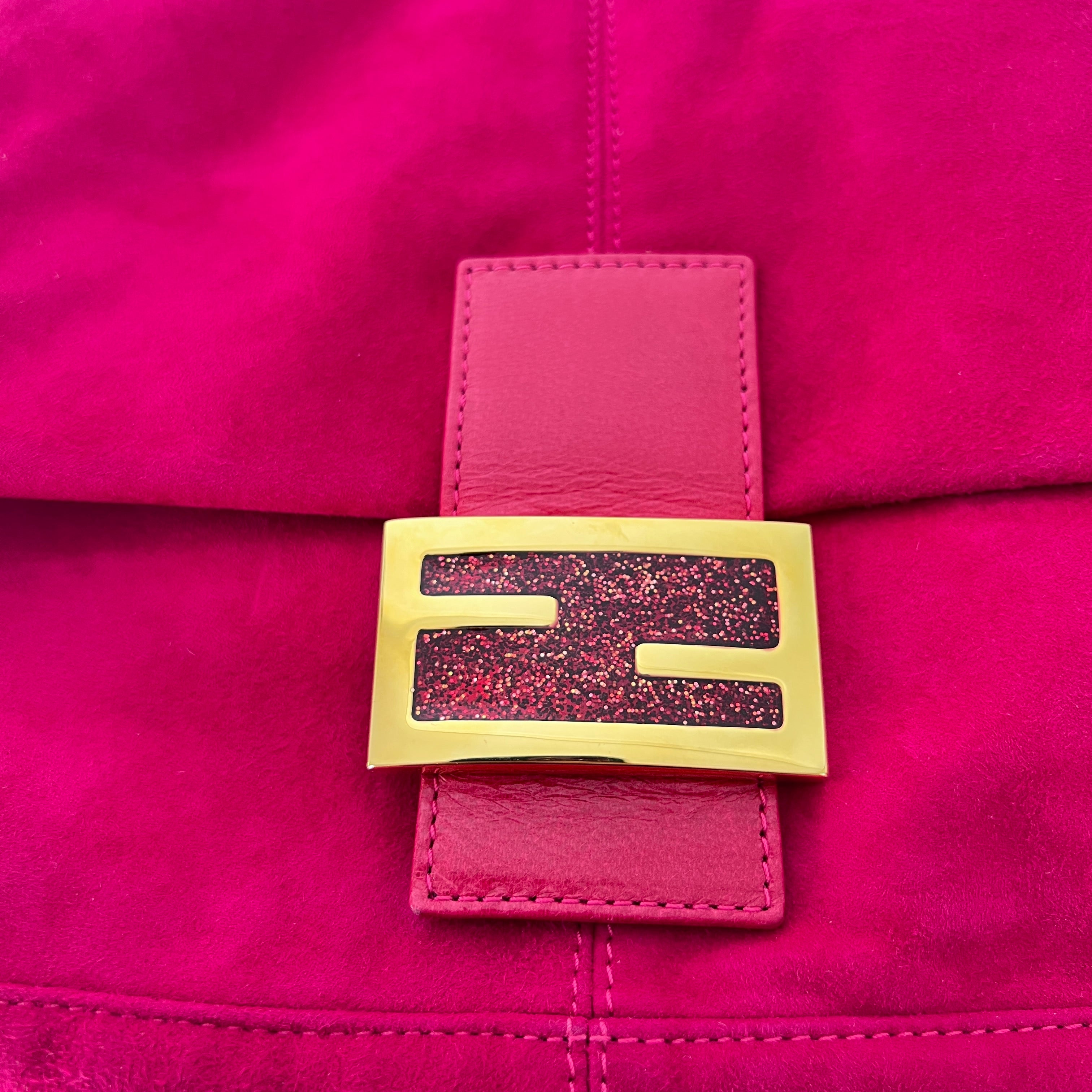 FENDI Mamma pink suede handbag