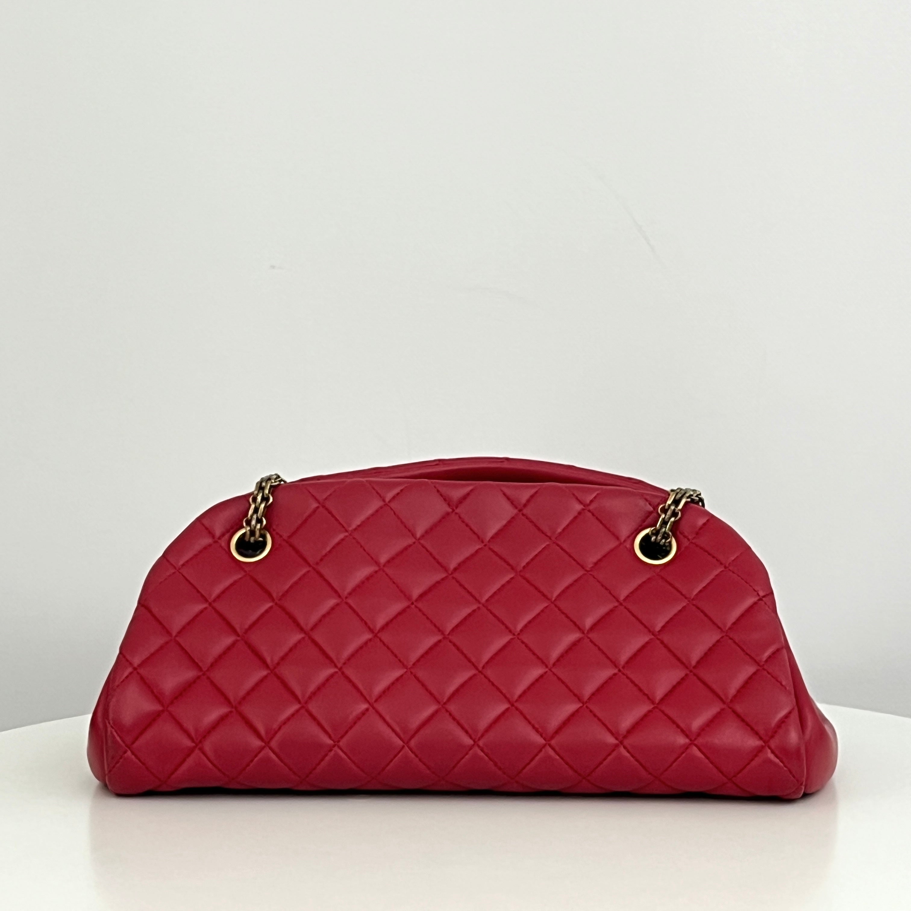 CHANEL Mademoiselle Bowling Bag in Red Lambskin