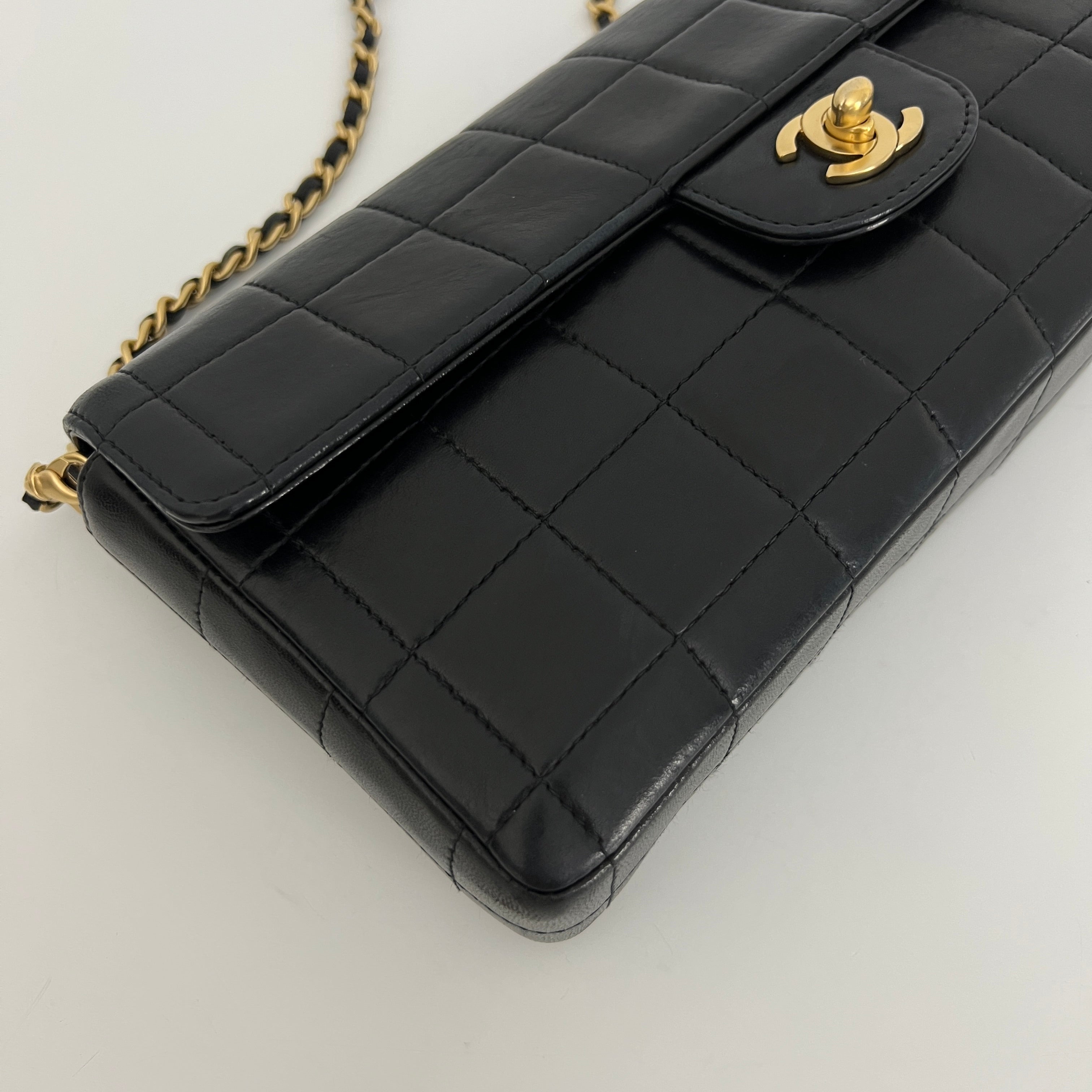 CHANEL East West Chocolate Bar Bag Black Lambskin