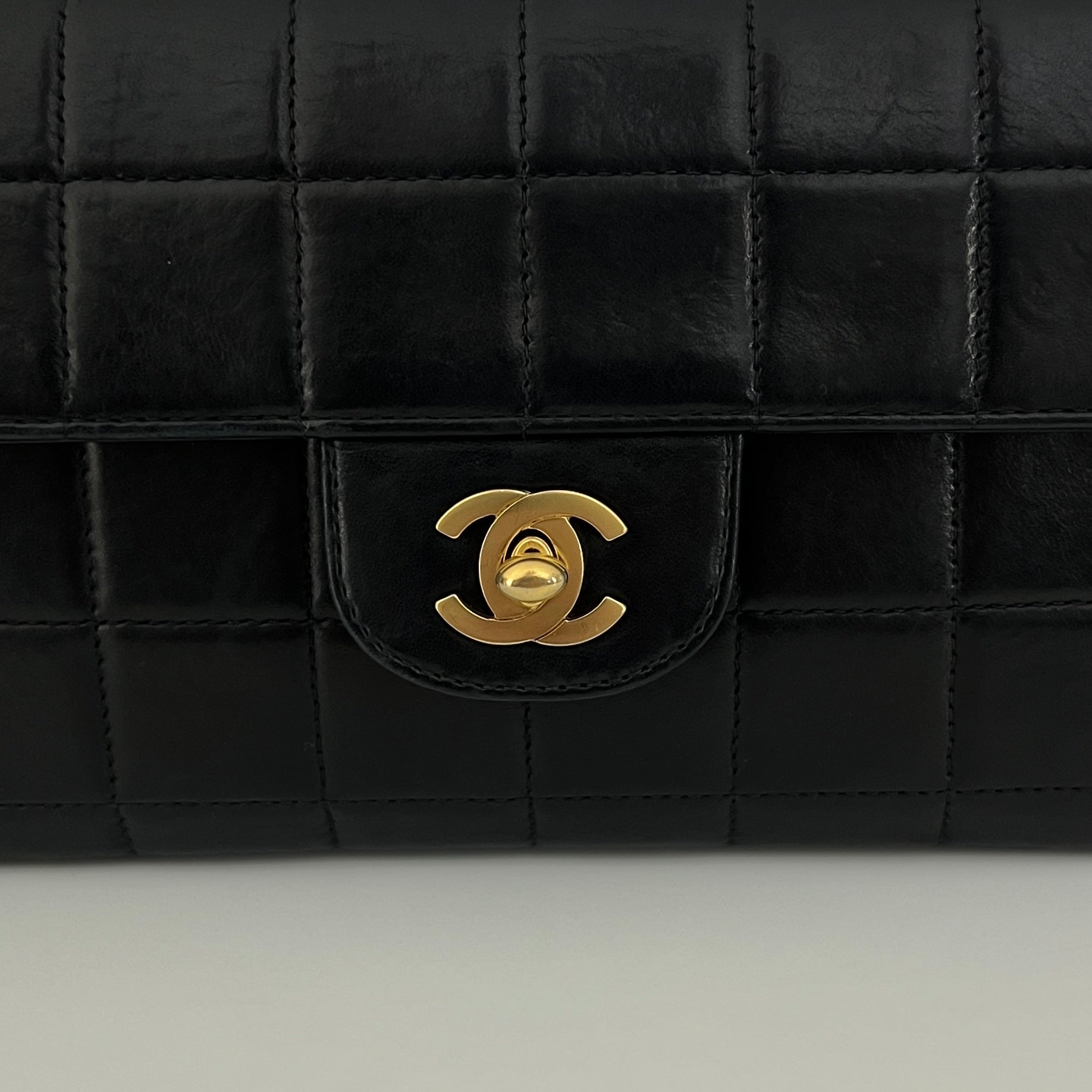 CHANEL East West Chocolate Bar Bag Black Lambskin
