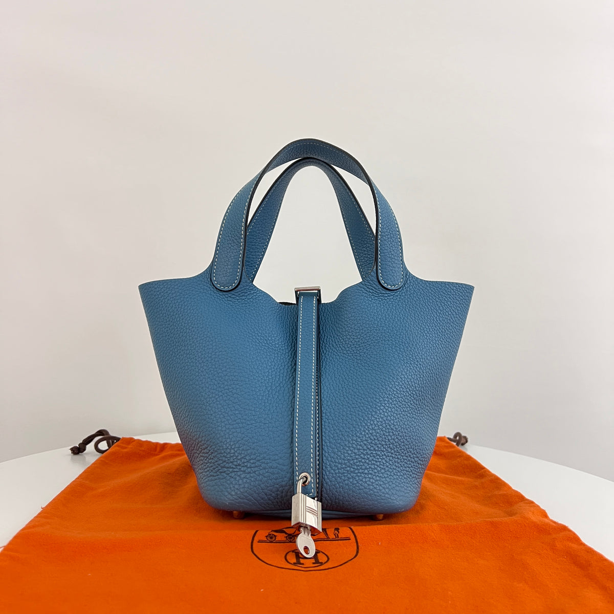 Sac HERMÈS Picotin PM cuir grainé bleu