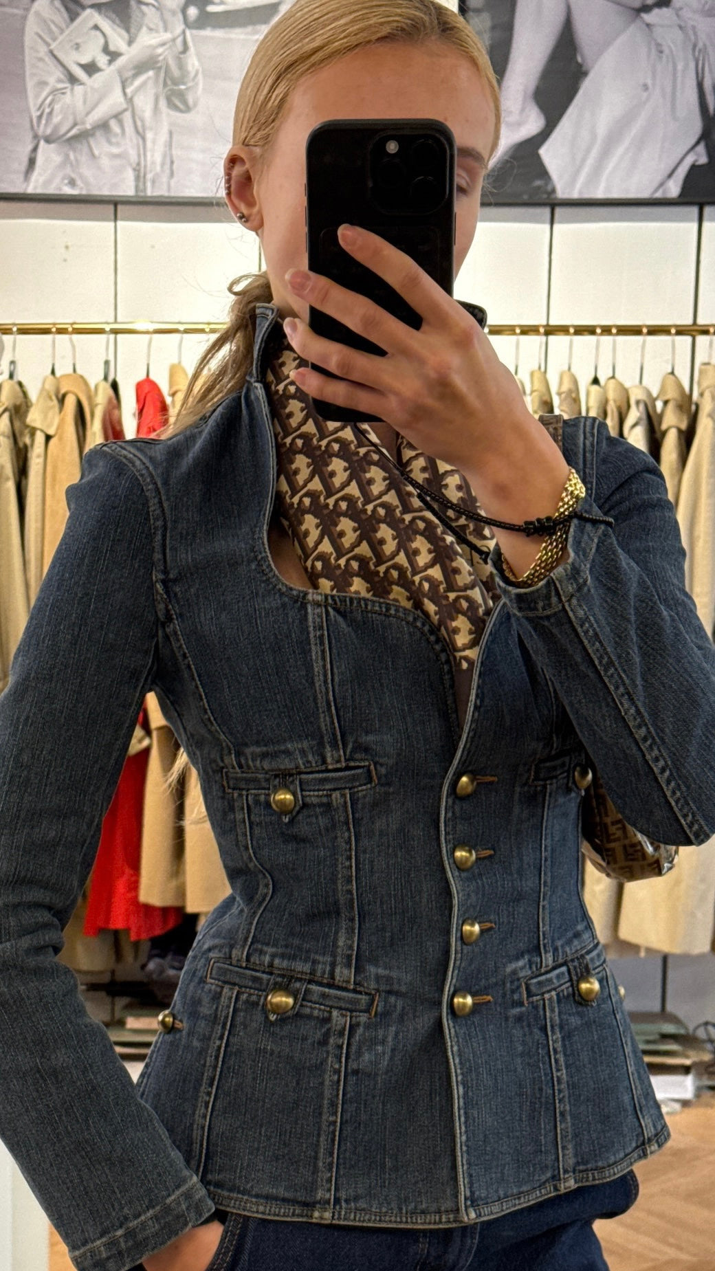 Yves Saint Laurent XS blue denim jacket