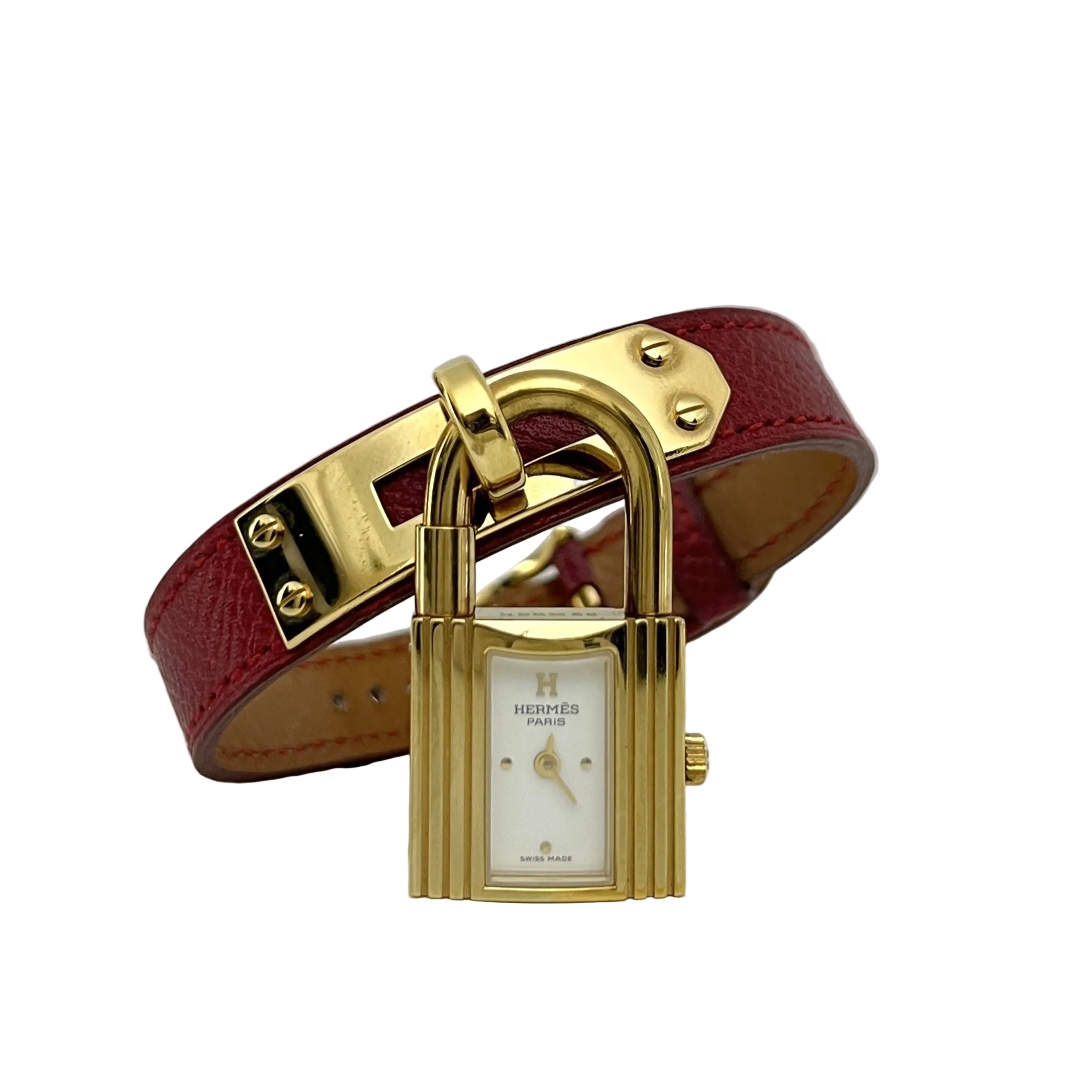 Montre HERMÈS Kelly plaquée or dorée