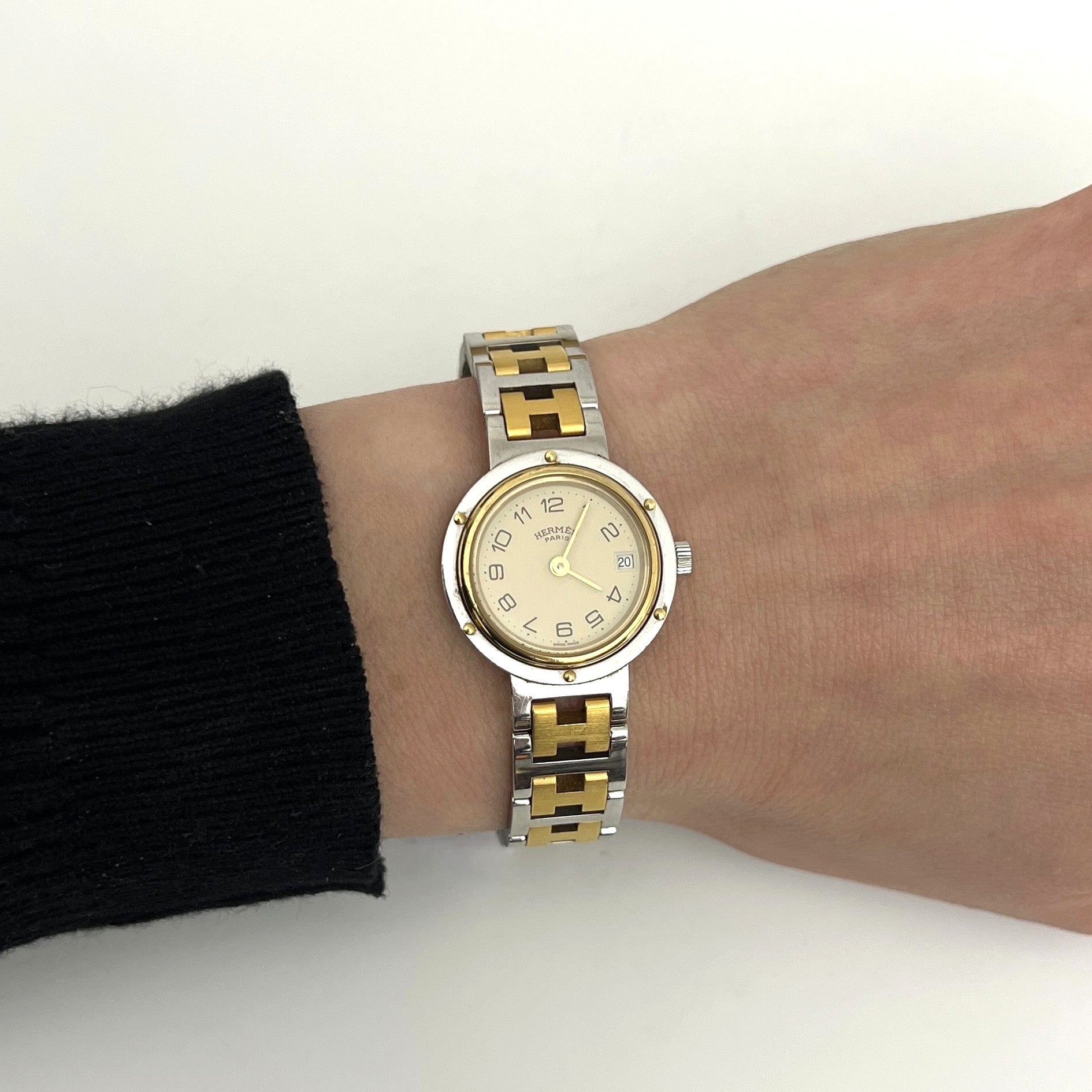 Montre HERMÈS Clipper acier bicolore