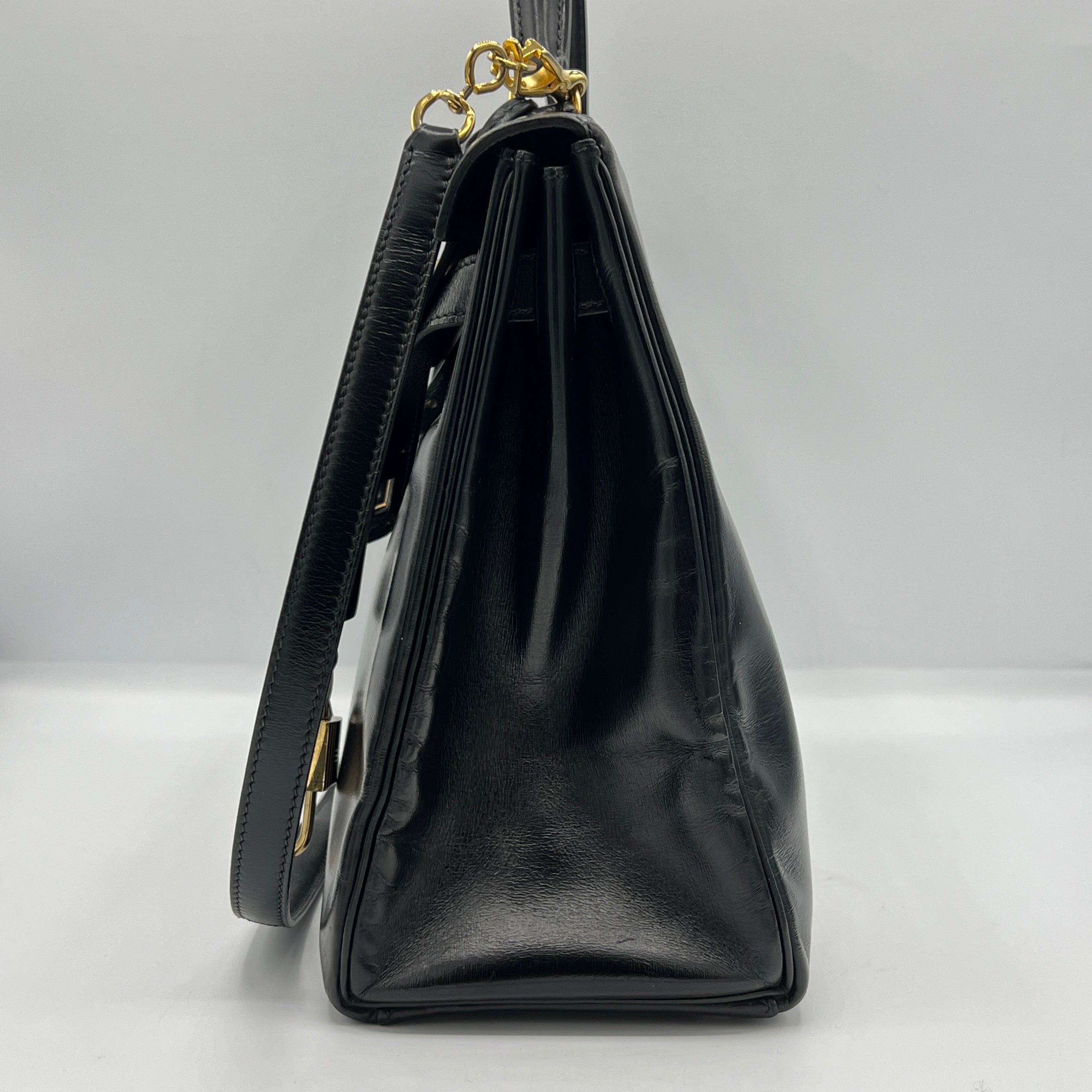 Sac à main HERMES Kelly 32 cuir box noir