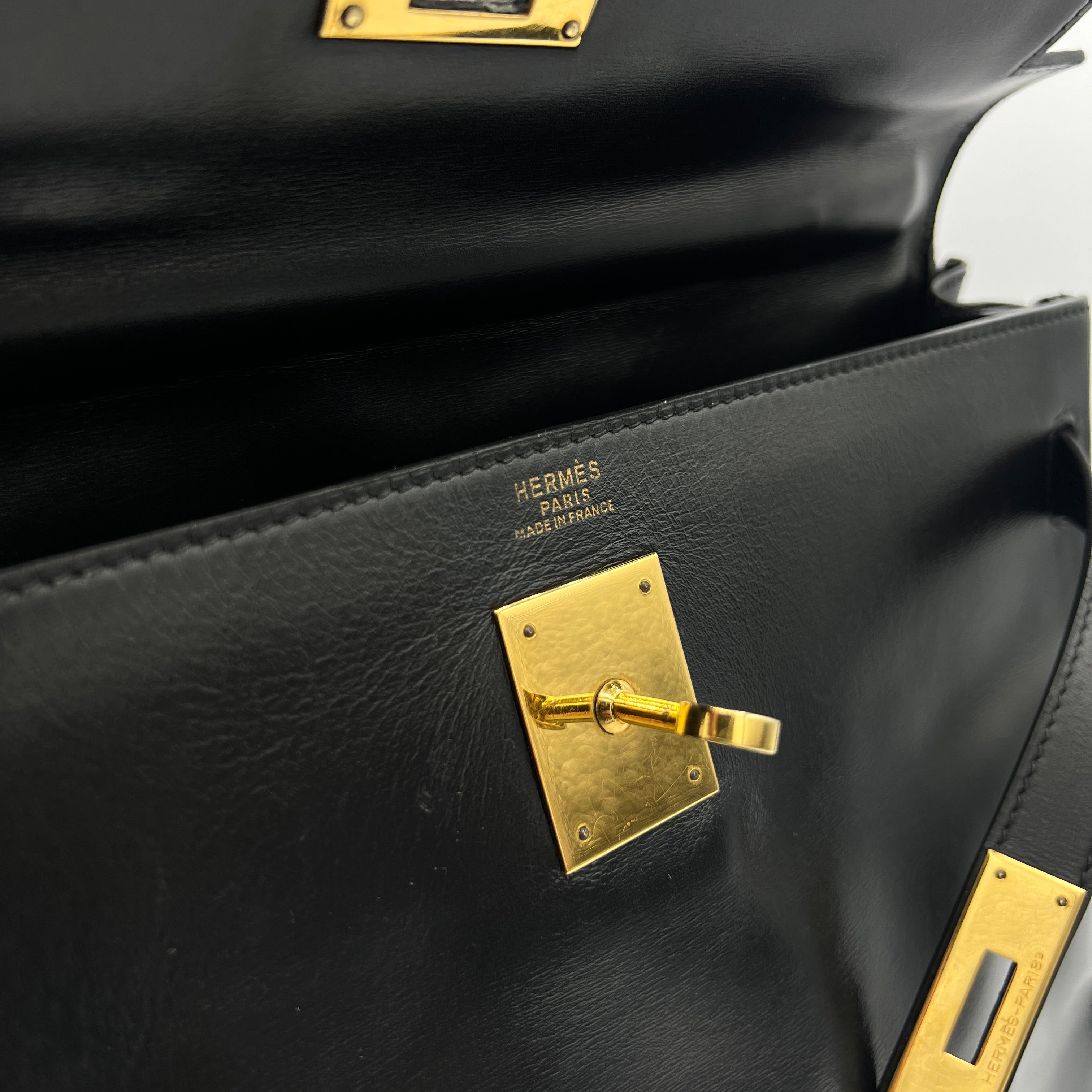 Sac à main HERMES Kelly 32 cuir box noir