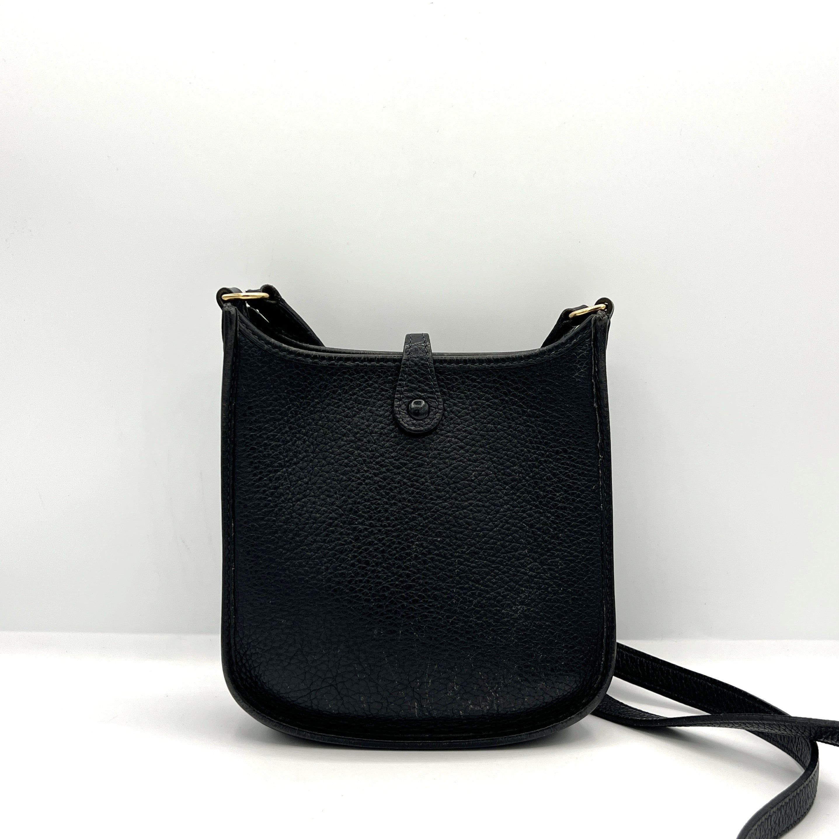 HERMÈS Evelyne TPM (Mini) handbag in blue Clemence leather