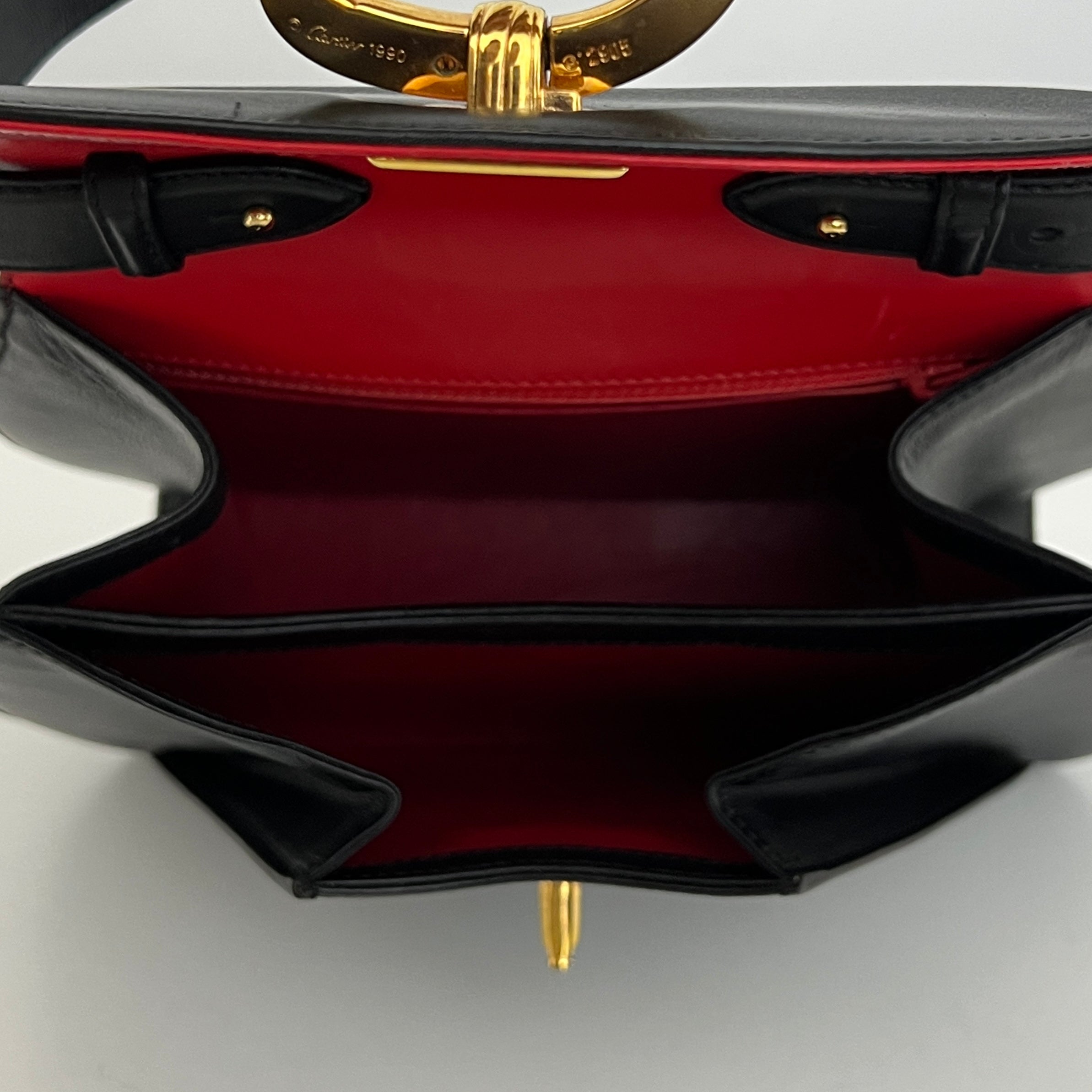 CARTIER Panthère C Small smooth black leather bag