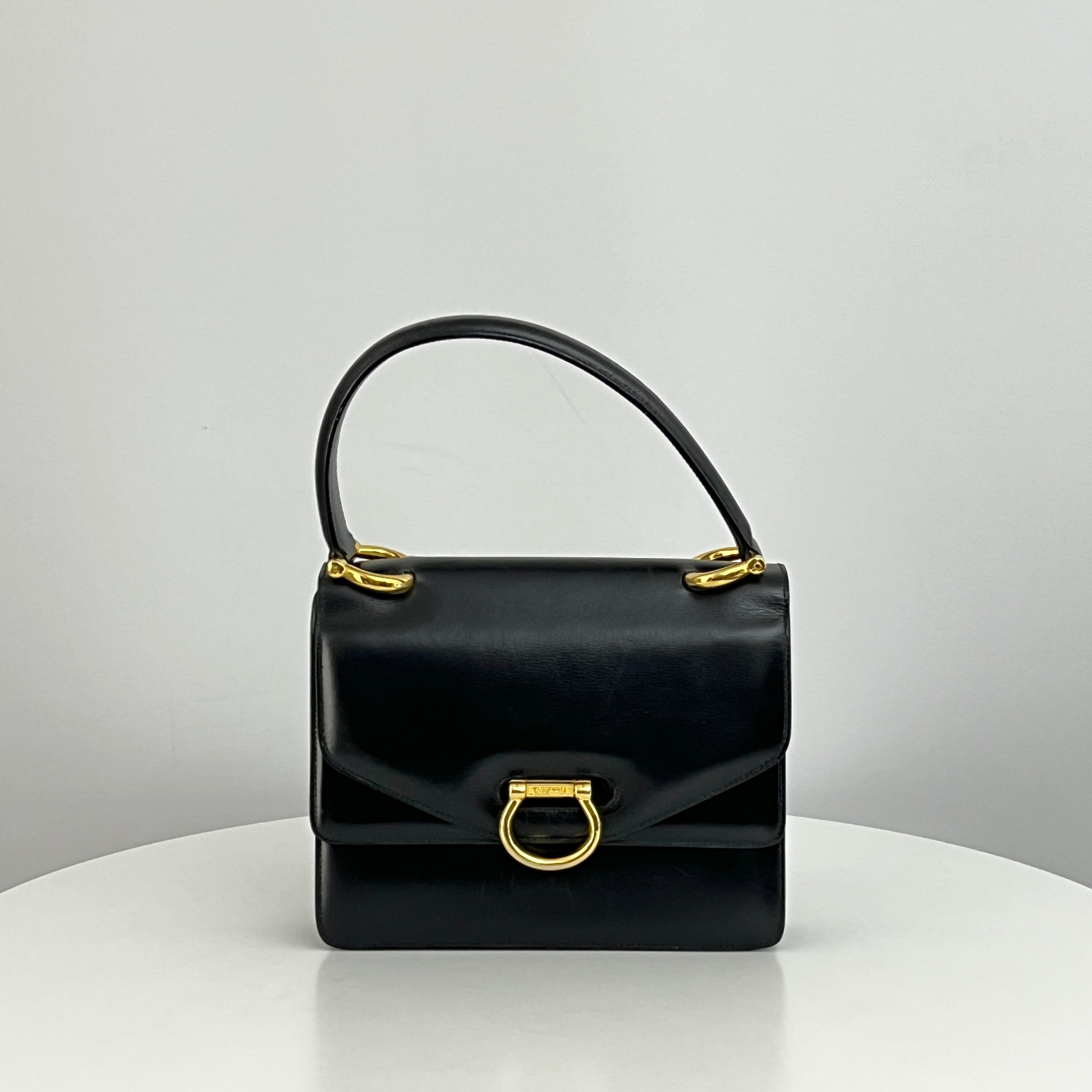 Sac CELINE Top Handle cuir lisse noir