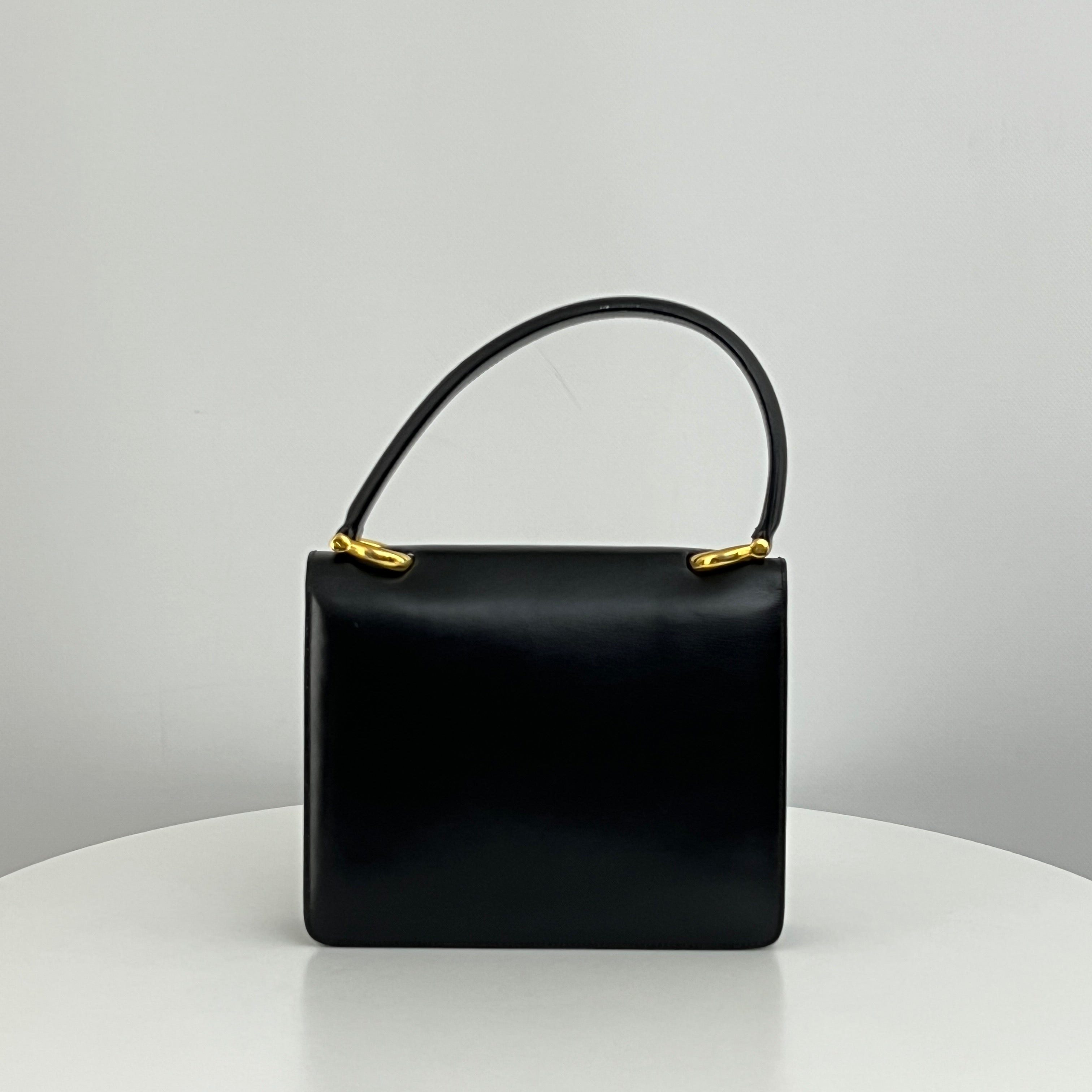 Sac CELINE Top Handle cuir lisse noir