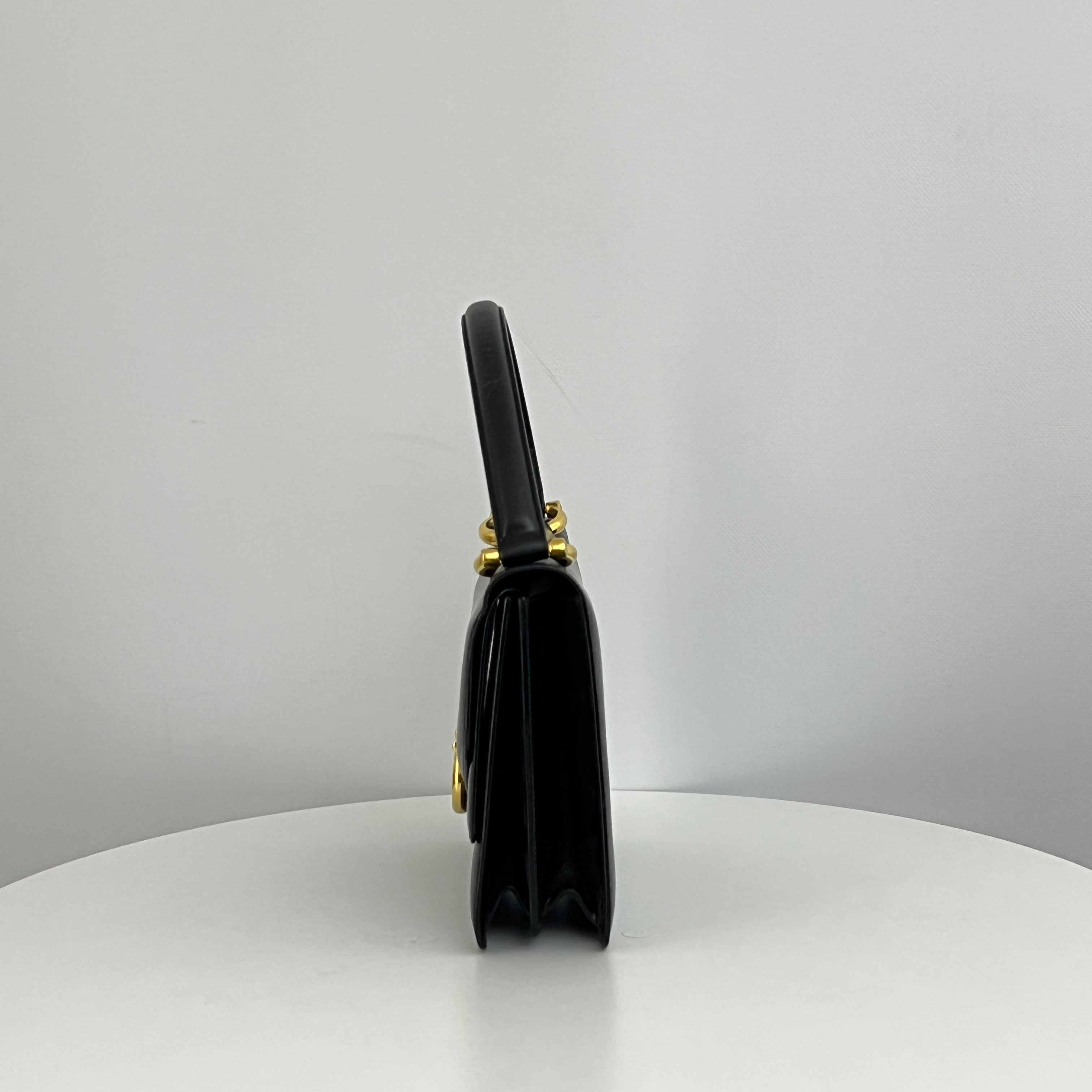 Sac CELINE Top Handle cuir lisse noir