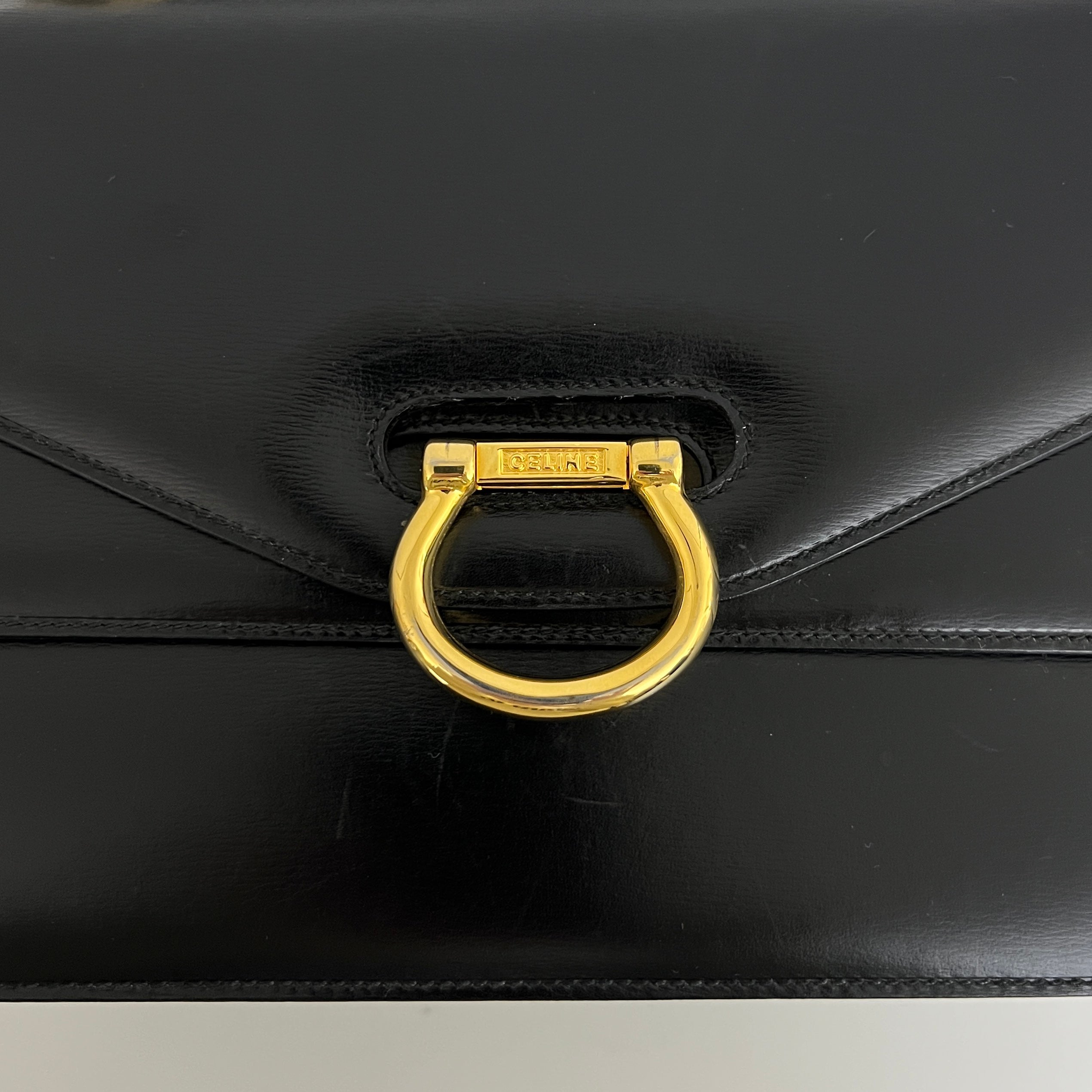 Sac CELINE Top Handle cuir lisse noir
