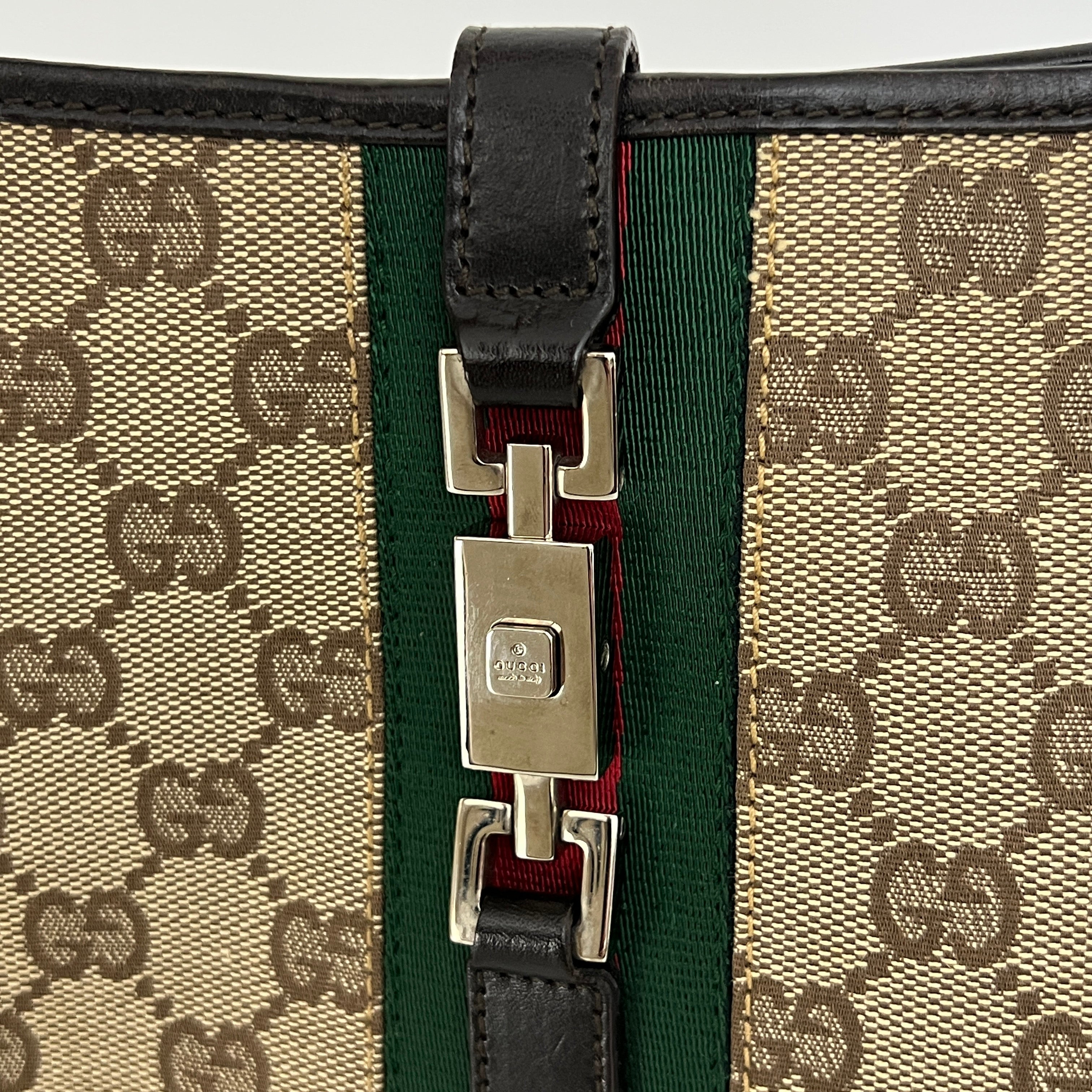 Sac GUCCI Jackie Small toile et cuir marron