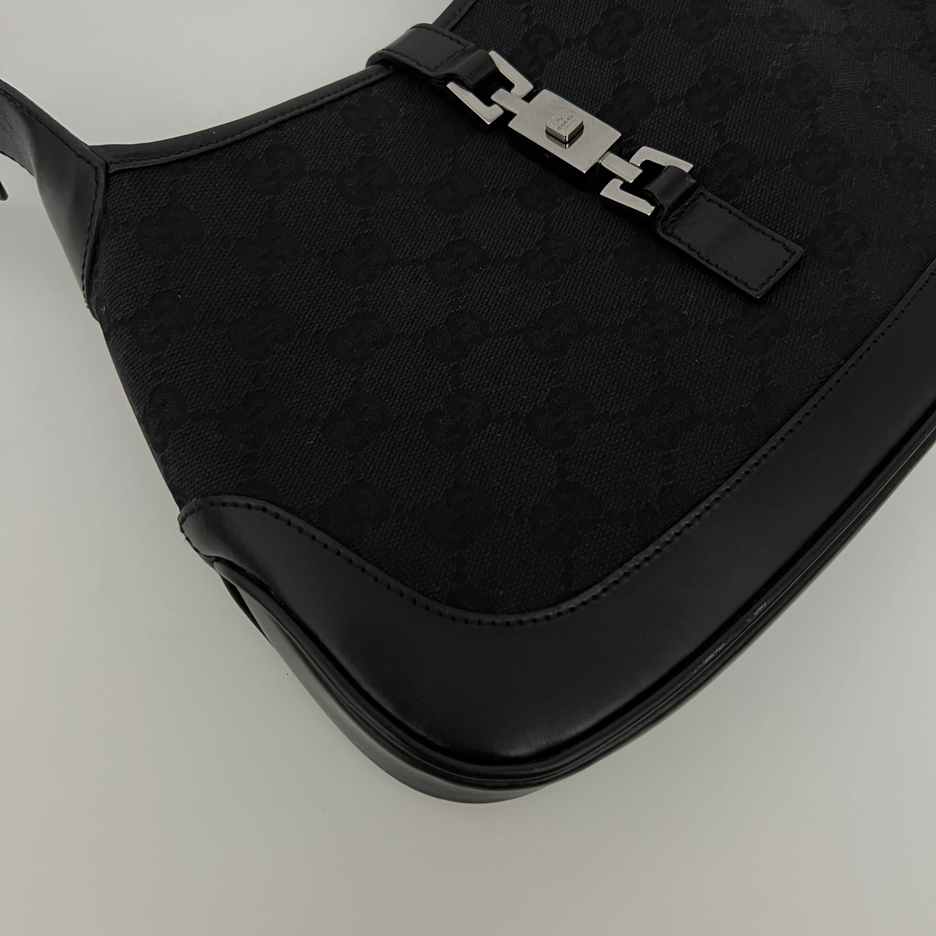 Sac GUCCI Jackie Small toile et cuir noir