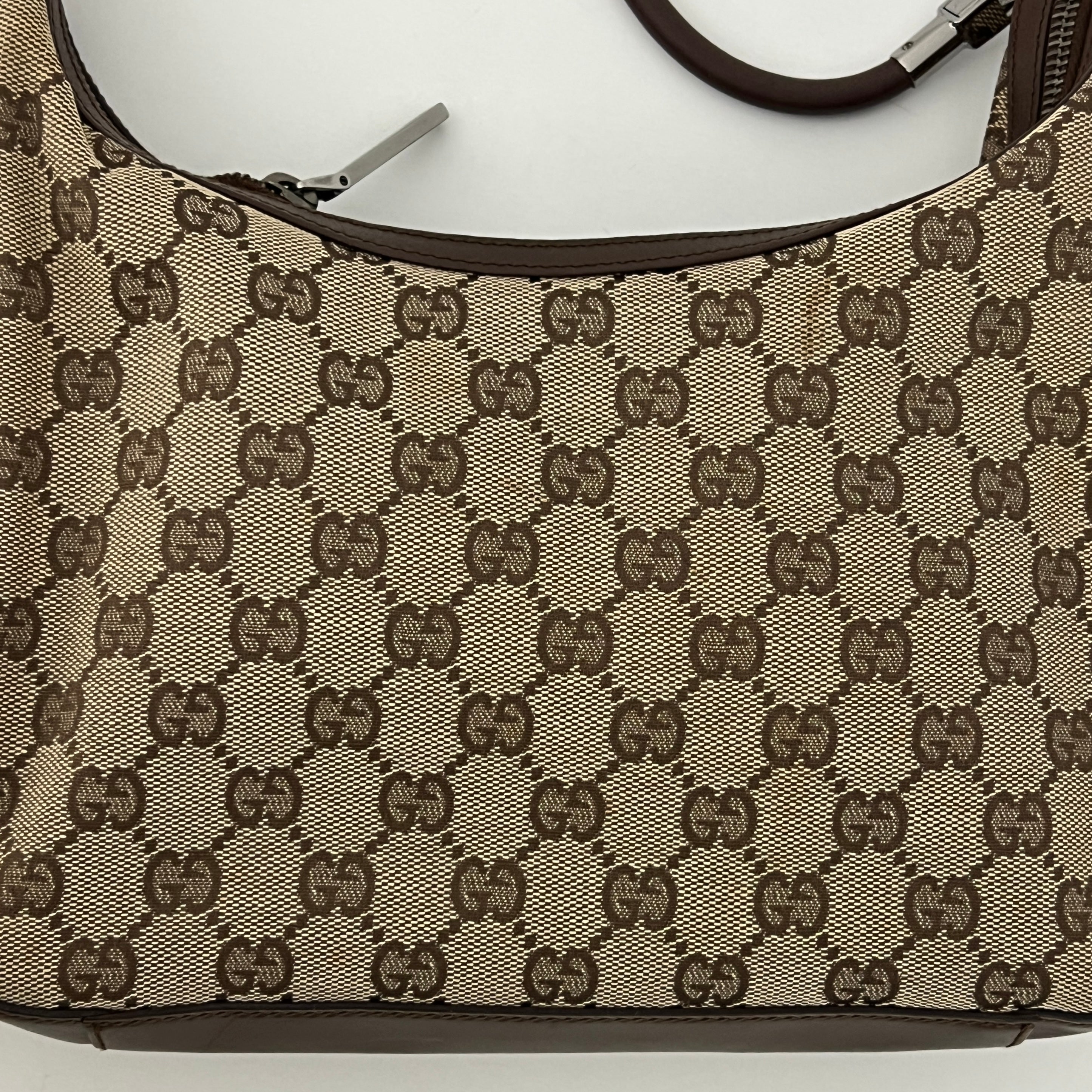 Sac GUCCI Hobo toile et cuir marron
