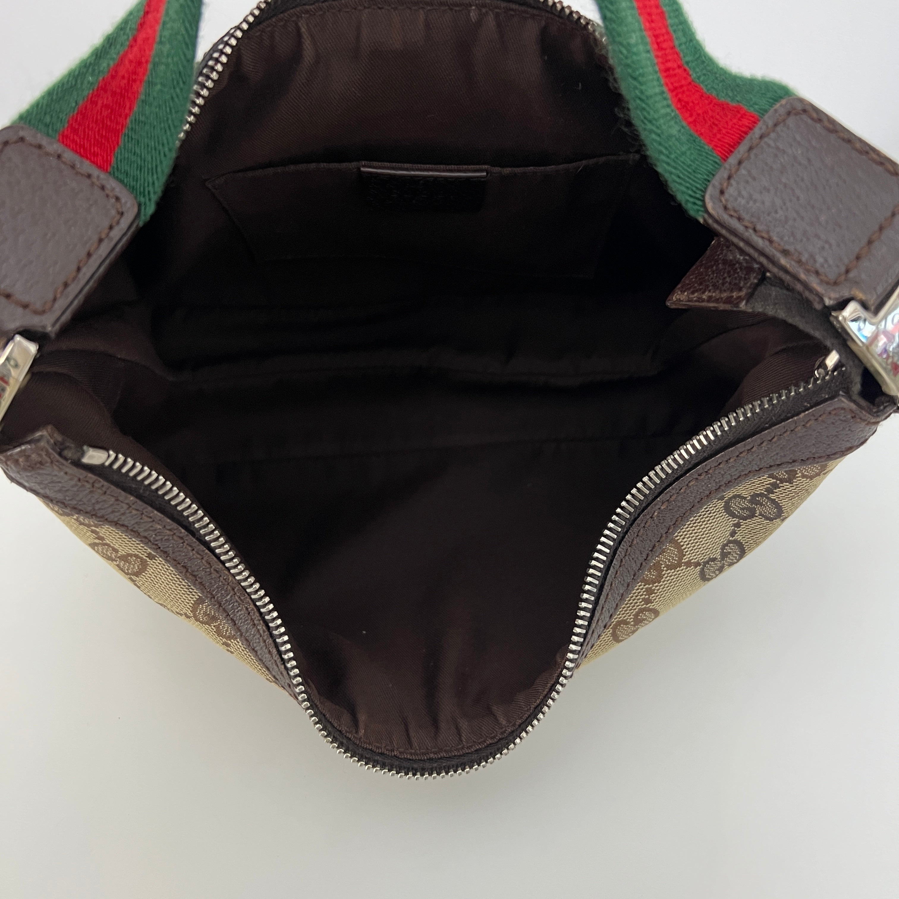 Sac GUCCI Hobo GG toile et cuir marron