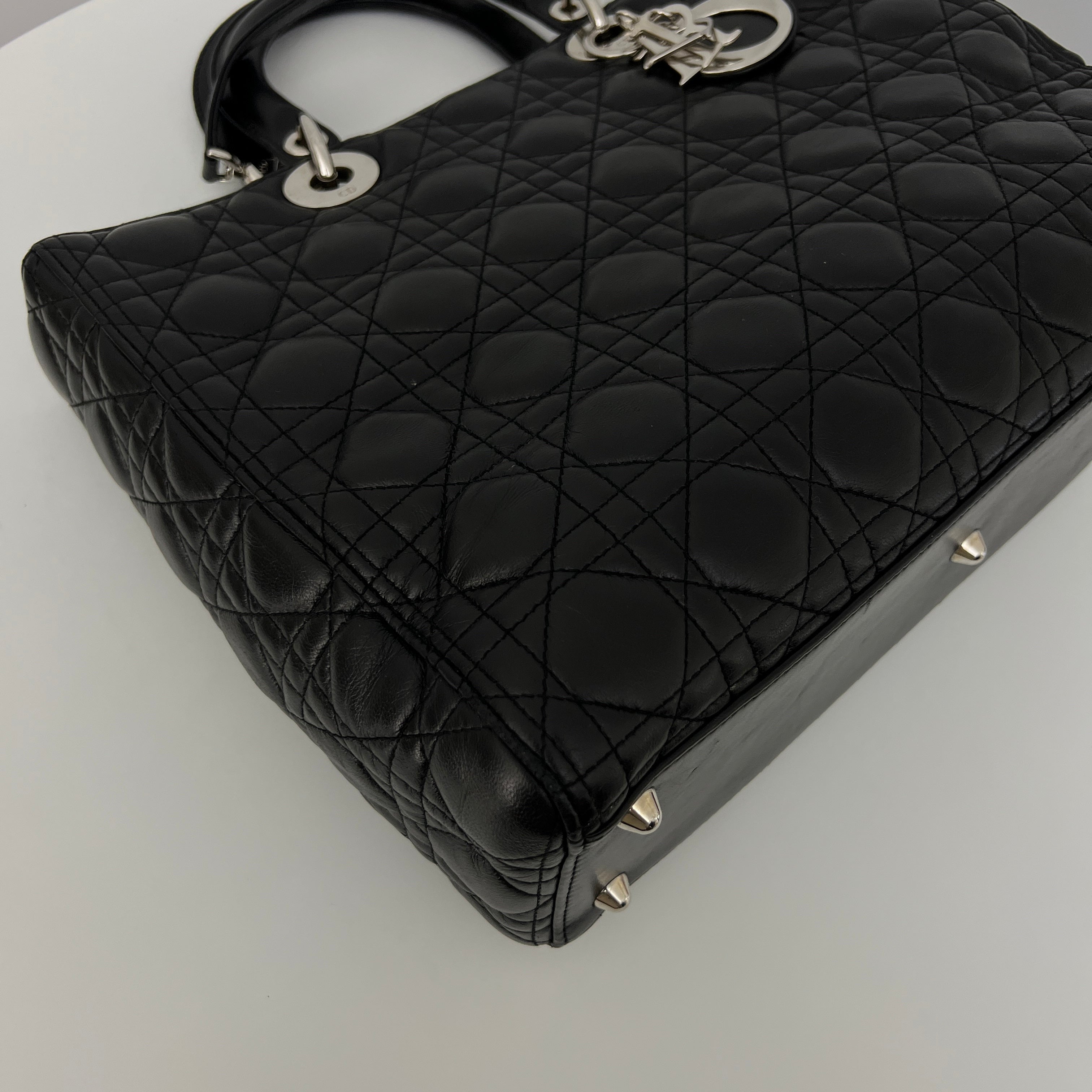Sac à bandoulière DIOR Lady Dior Large cuir d'agneau noir